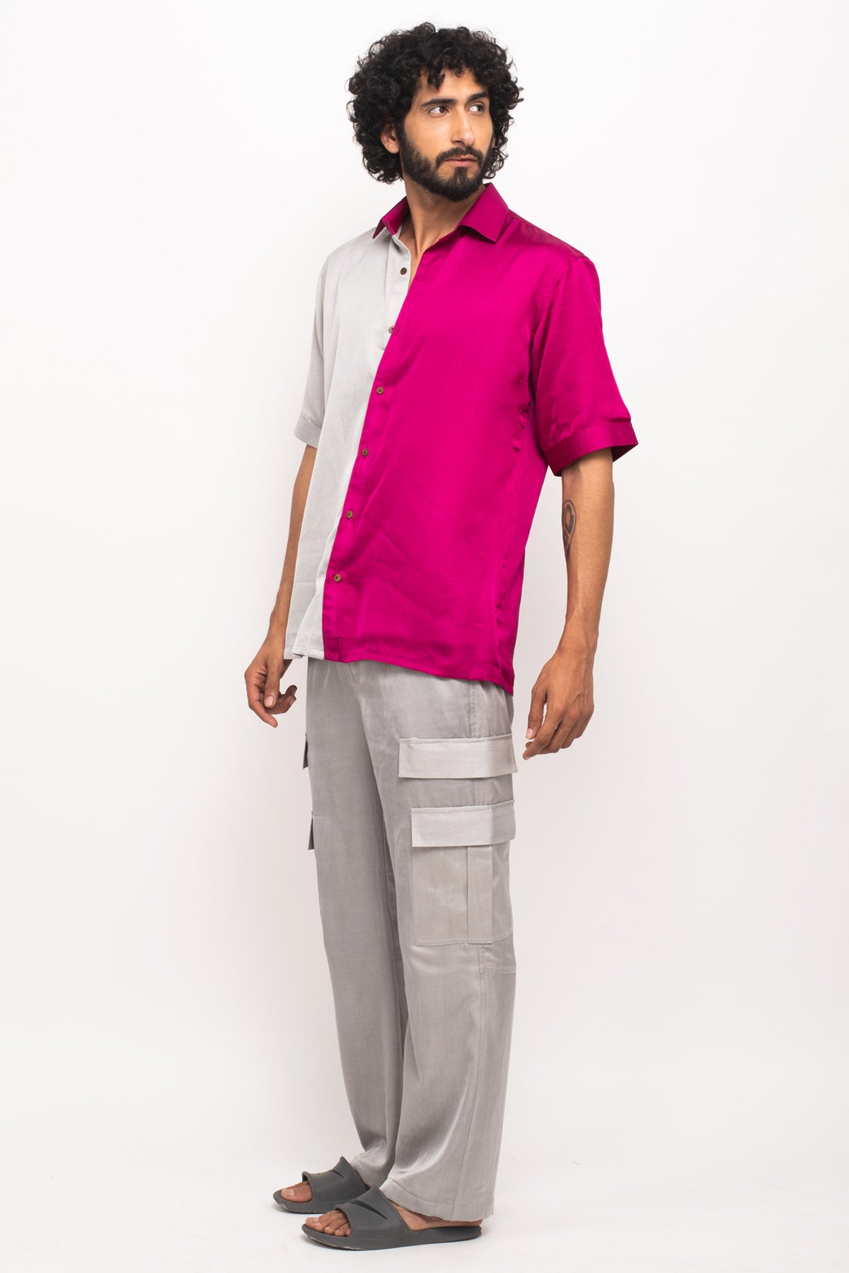 Half & Half Color Blocked Shirt