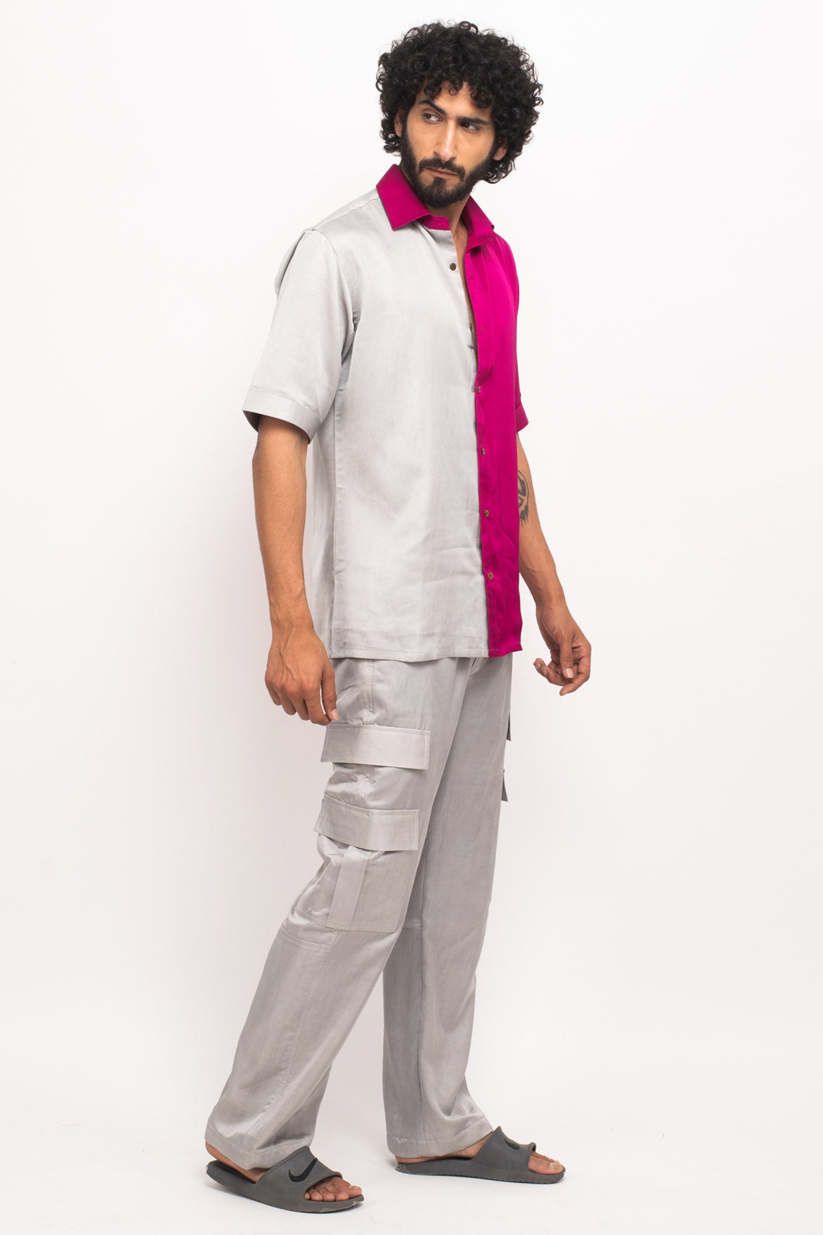 Half & Half Color Blocked Shirt