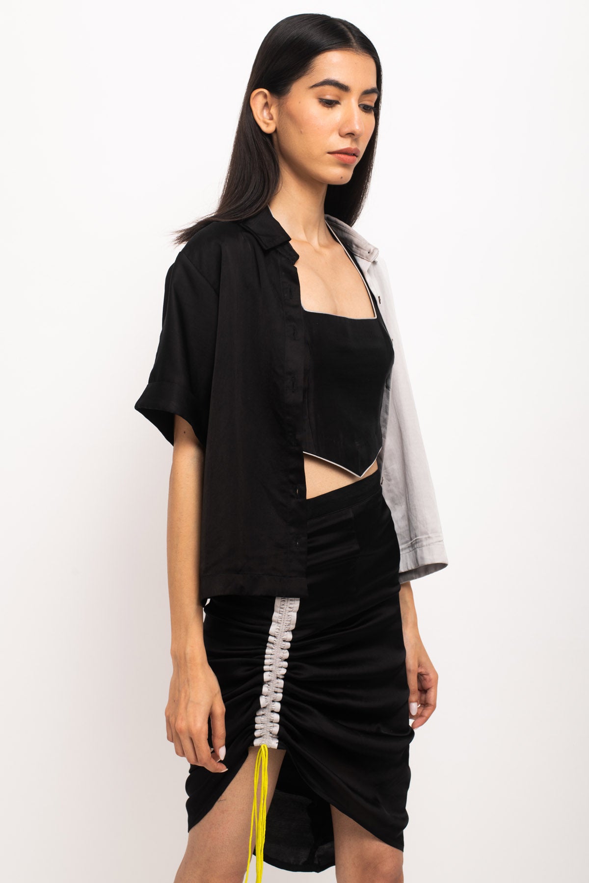 Half & Half Crop Shirt & Skirt Set