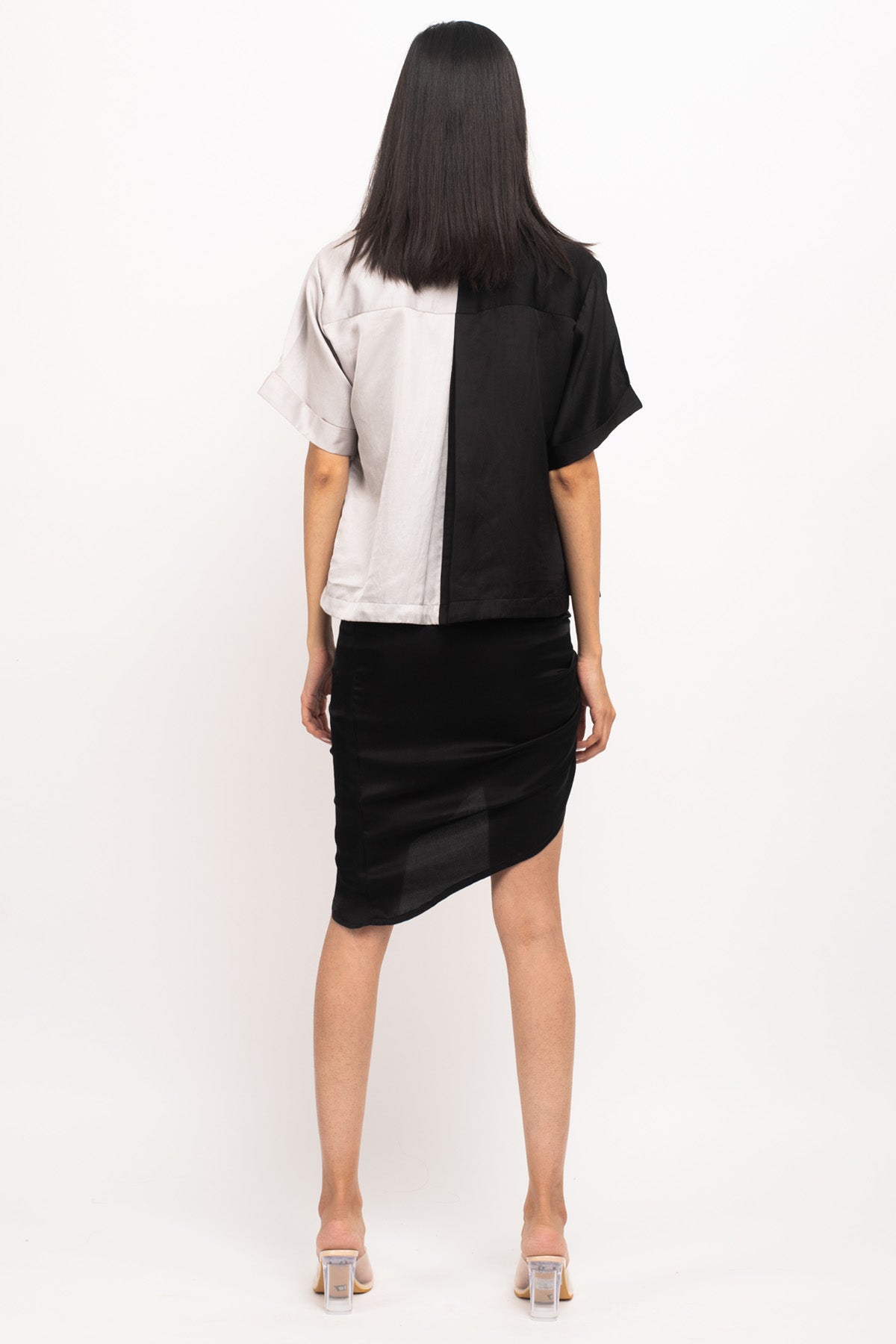 Half & Half Crop Shirt & Skirt Set