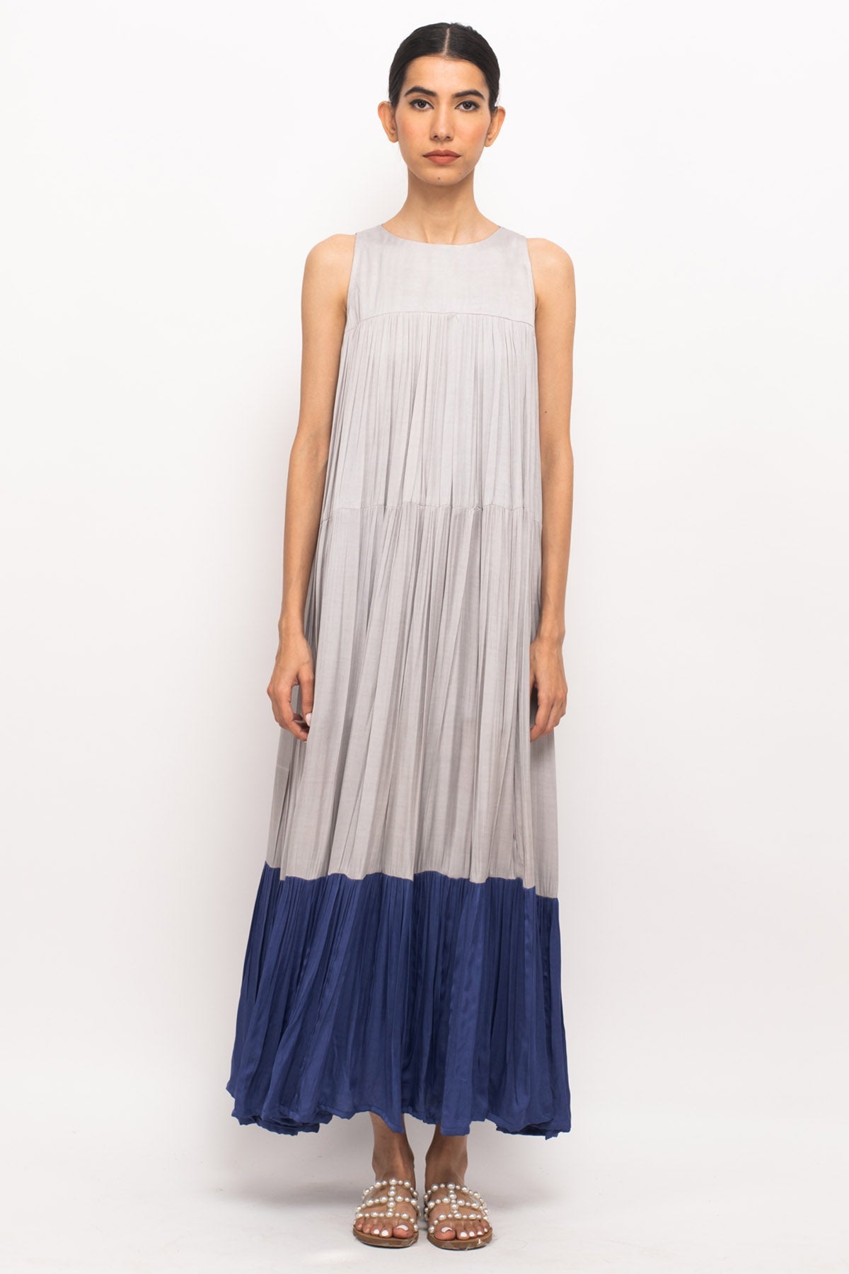 Buy Neora by Nehal ChopraHalter Neck Solid Textured Maxi Dress for Women Online