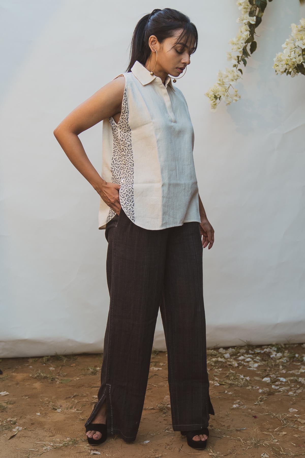 Buy Designer Halter Neck Top & Slit Pants Set By Lafaani