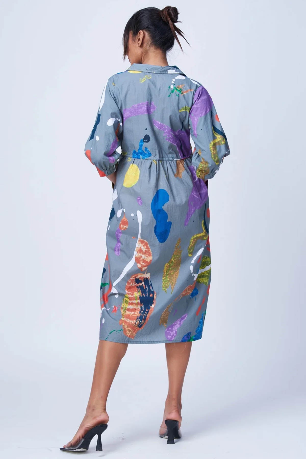 Handdrawn Digital Printed Midi Dress