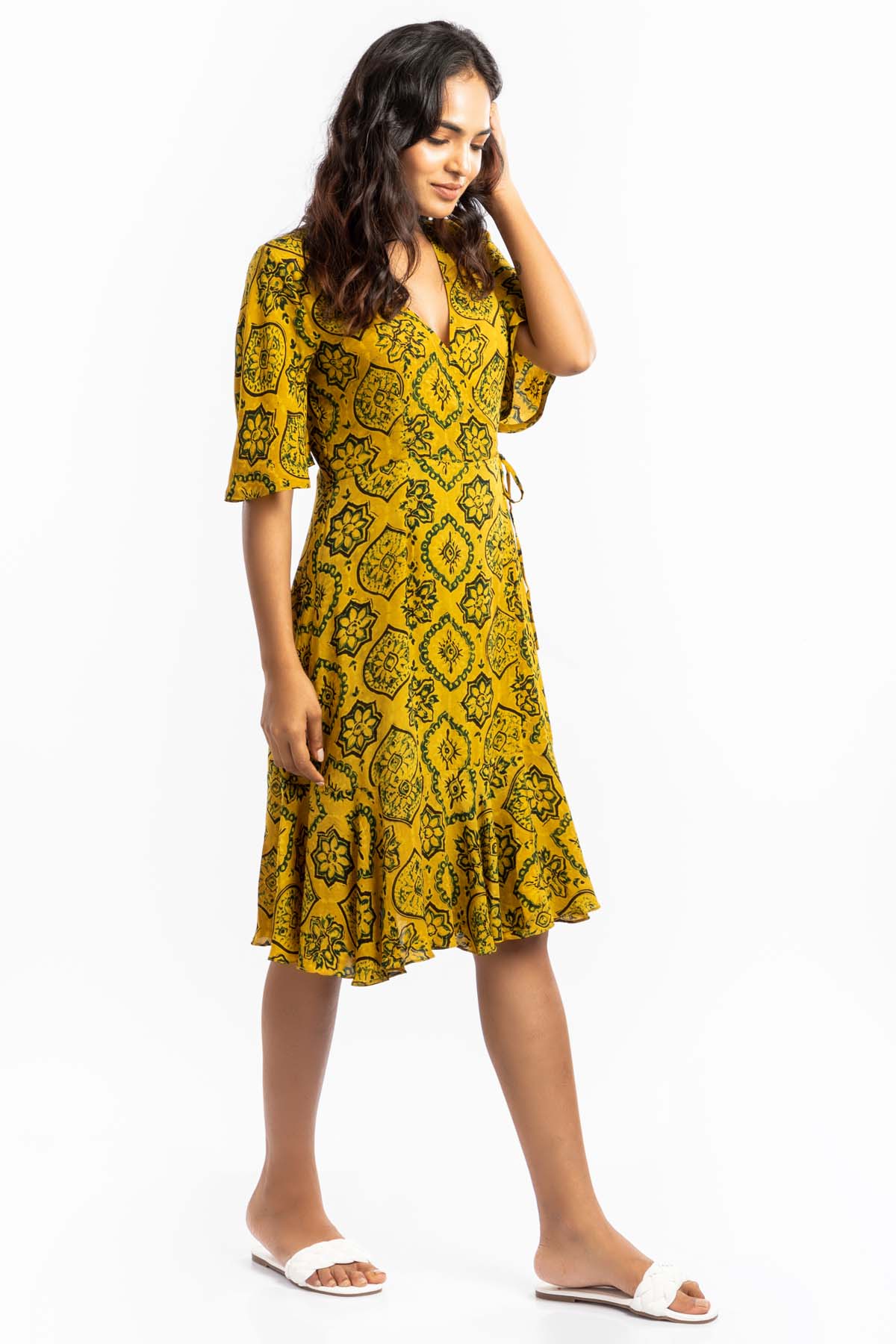 Handprinted Wrap Dress