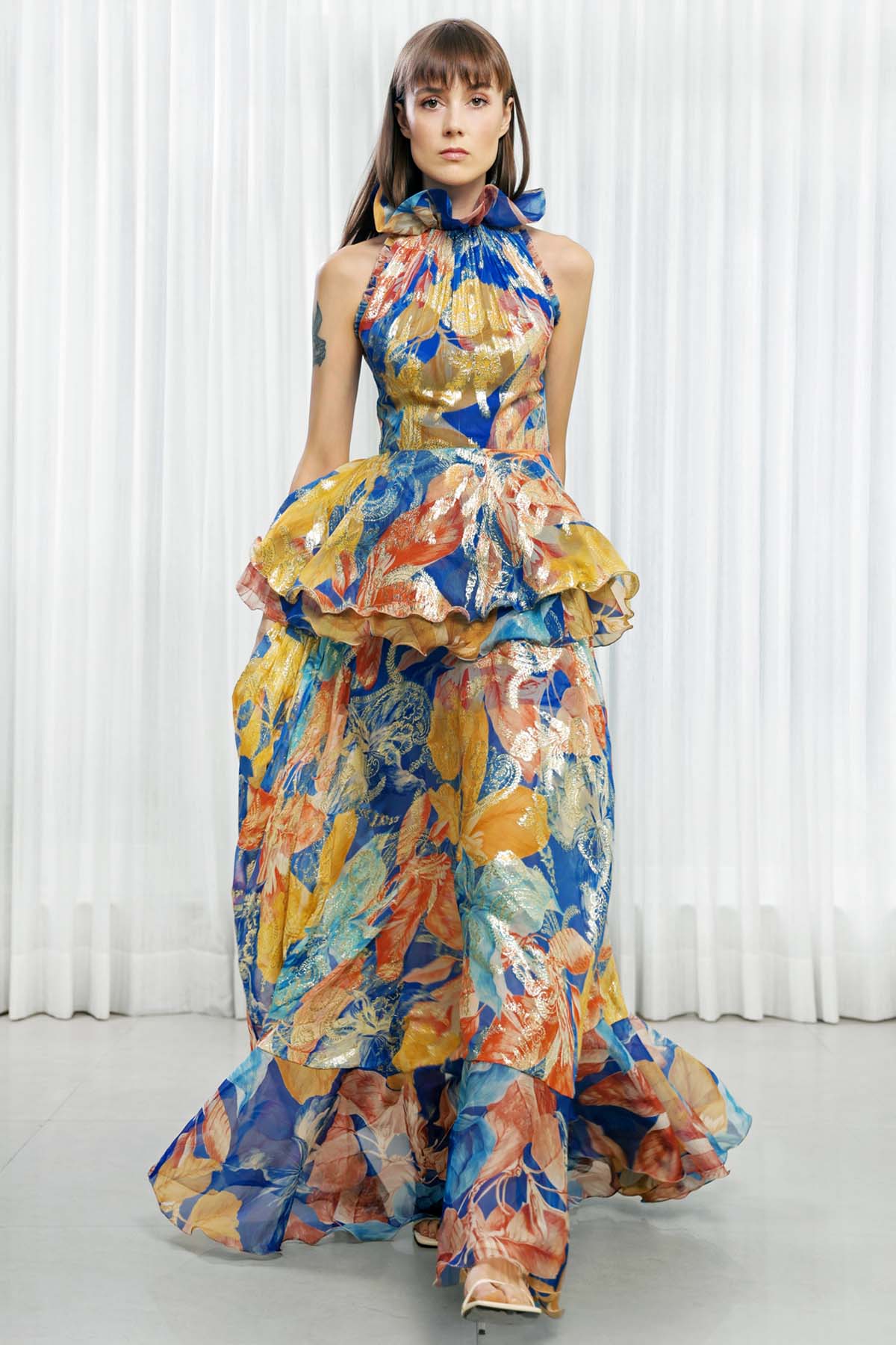 Buy Hawaii Printed Brasso Gown by Mandira Wirk