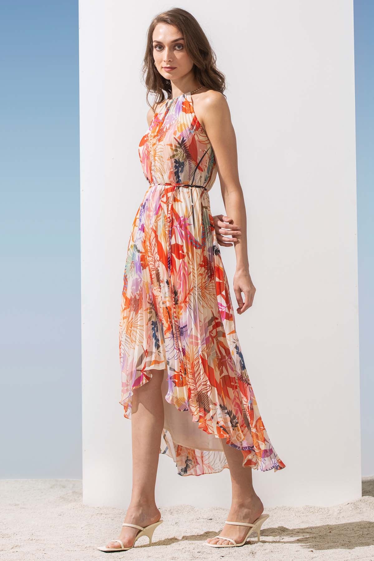 Heat Pleated Asymmetric Dress