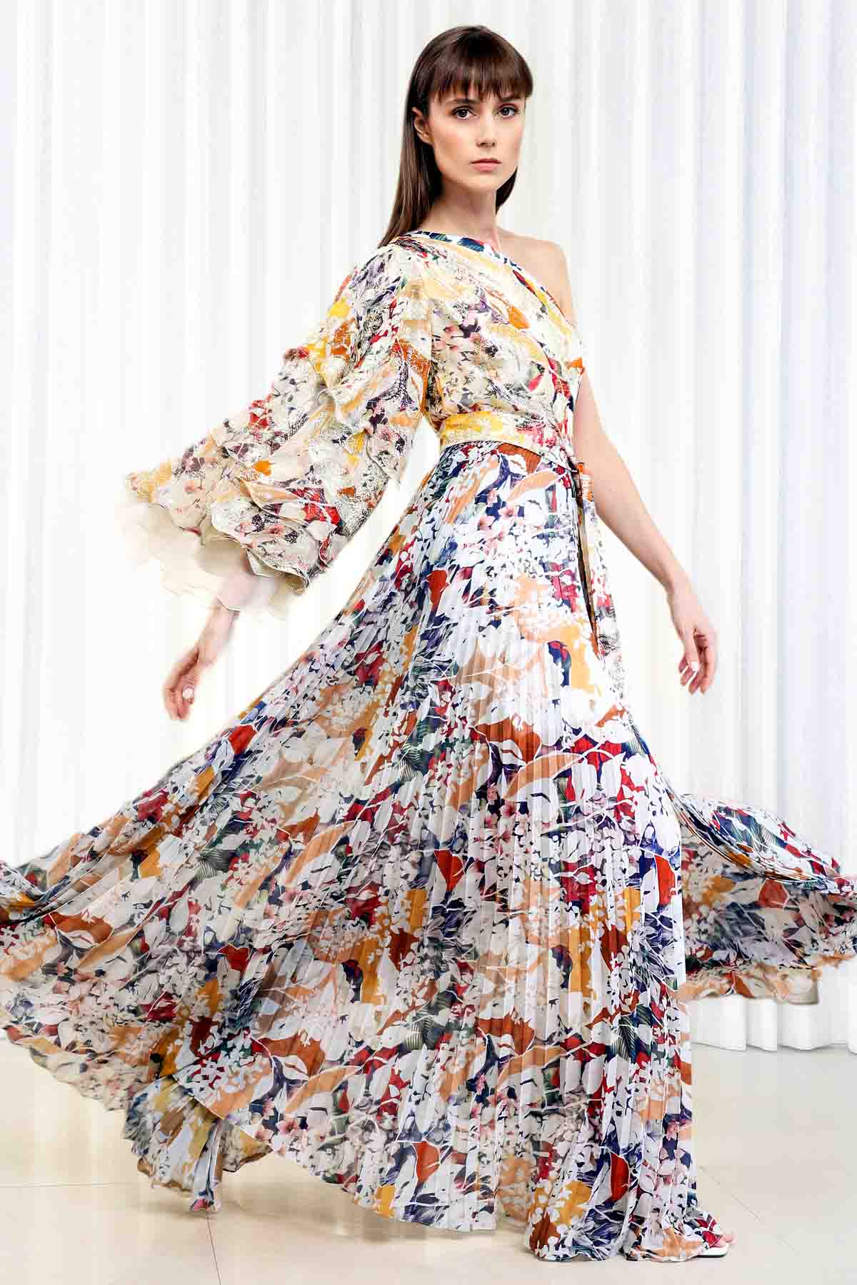 Heat Pleated One Shoulder Dress