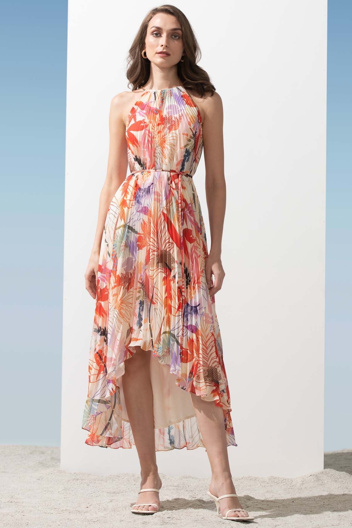 Buy Heat Pleated Asymmetric Dress by Mandira Wirk