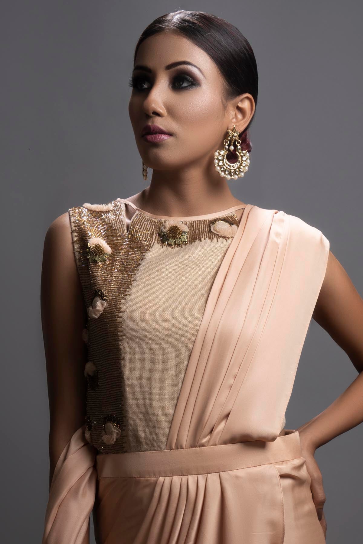 Heavy Embroidered Dhoti Saree