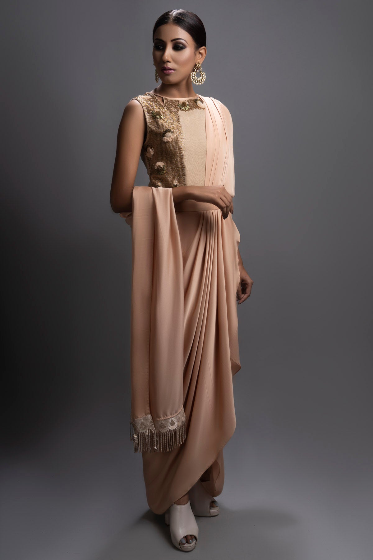 Heavy Embroidered Dhoti Saree