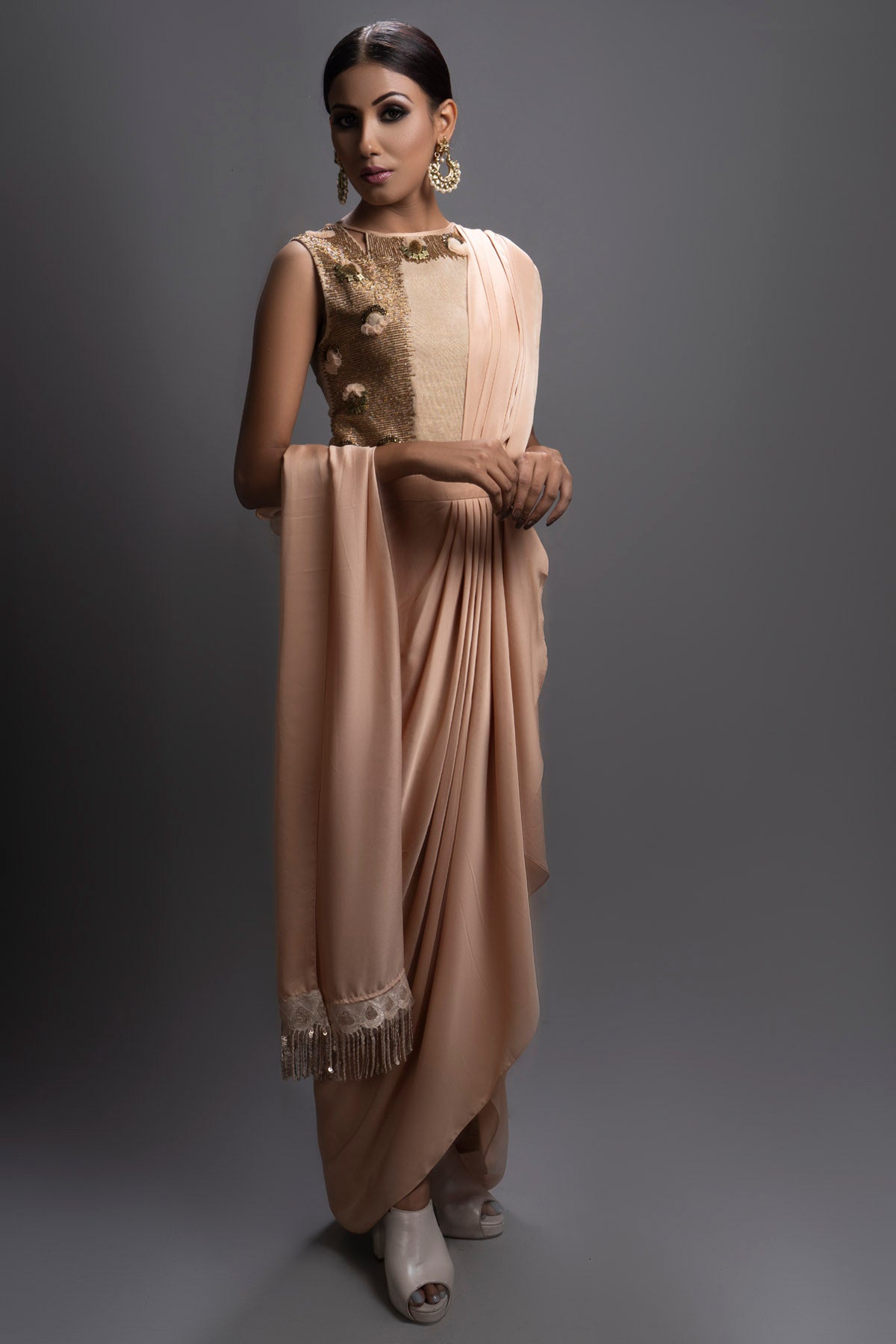 Heavy Embroidered Dhoti Saree