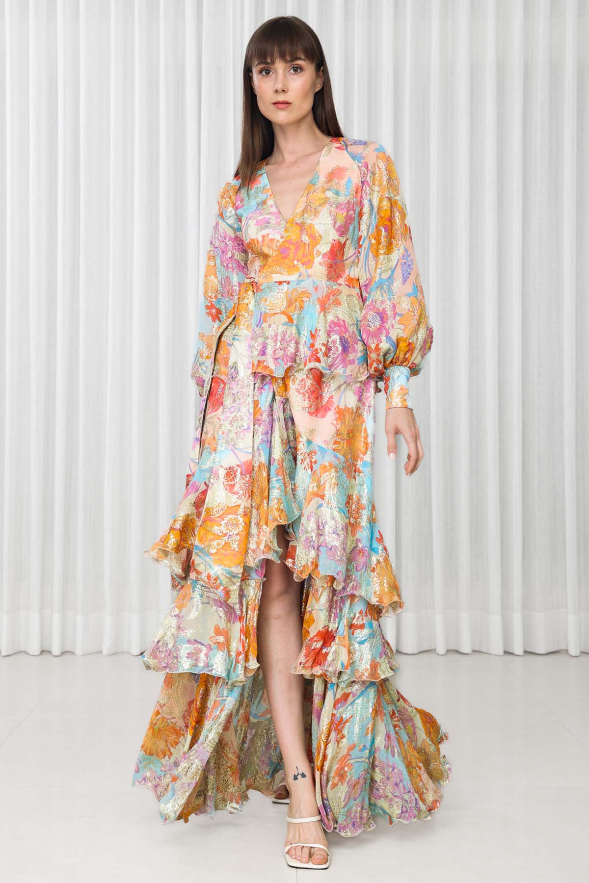 Hisbiscus Printed Layered Dress