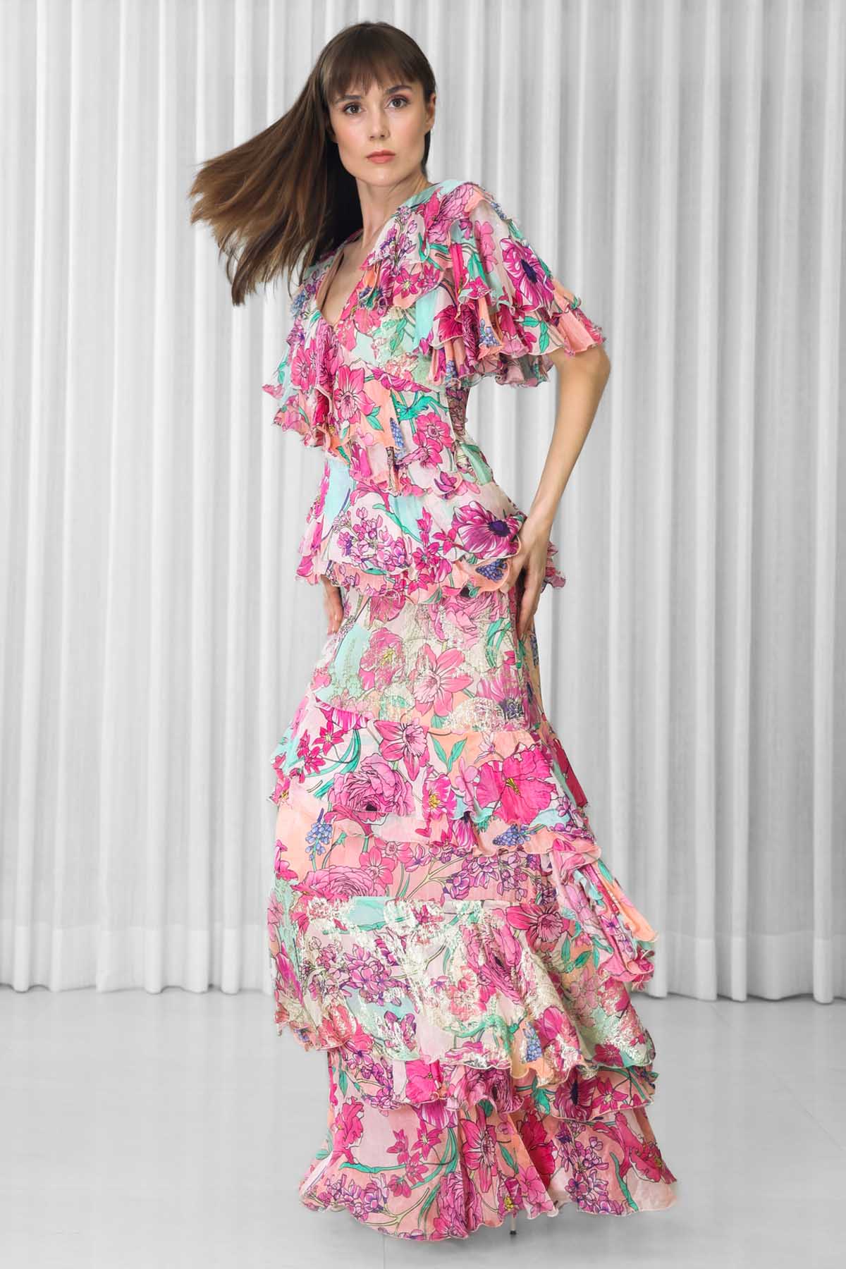 Hisbiscus Printed Chiffon Dress