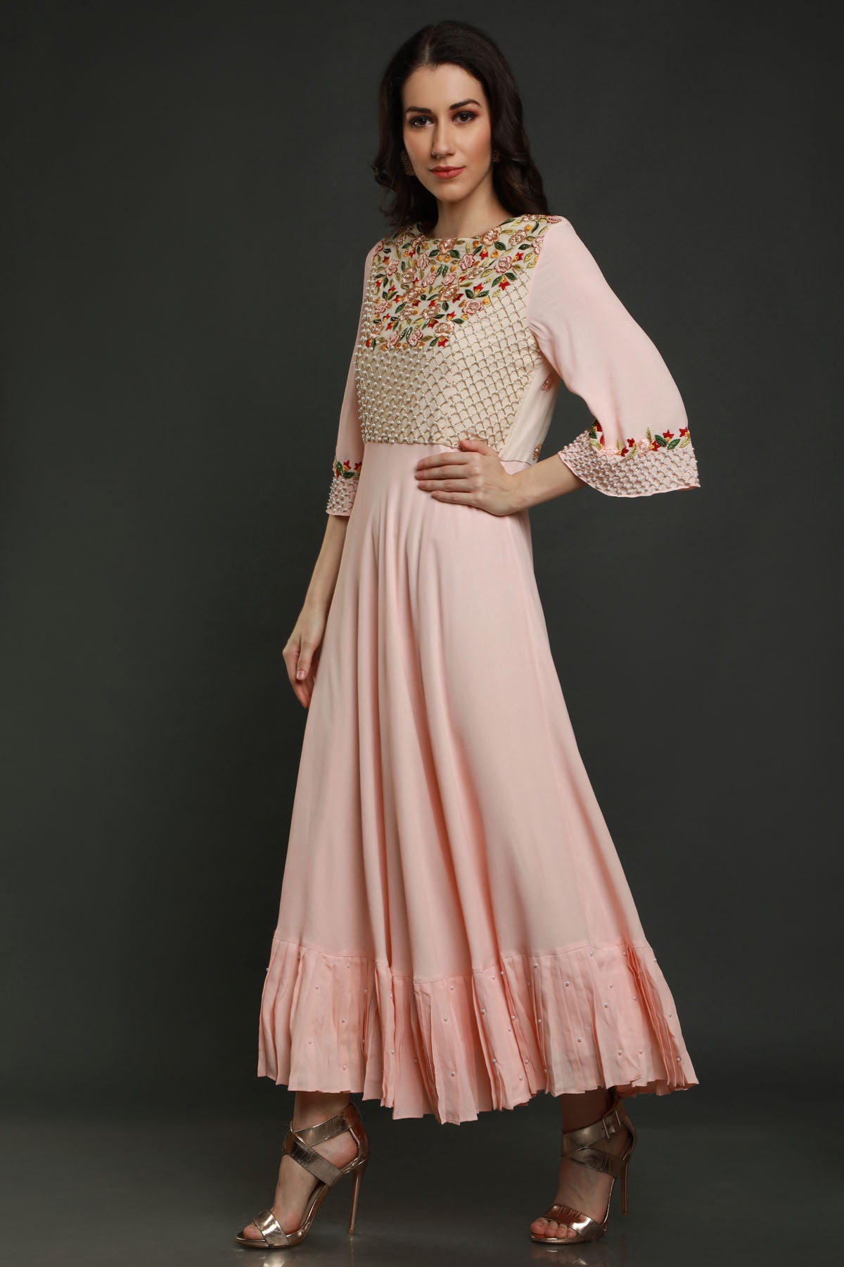 Intricate Embroidered Flared Tunic