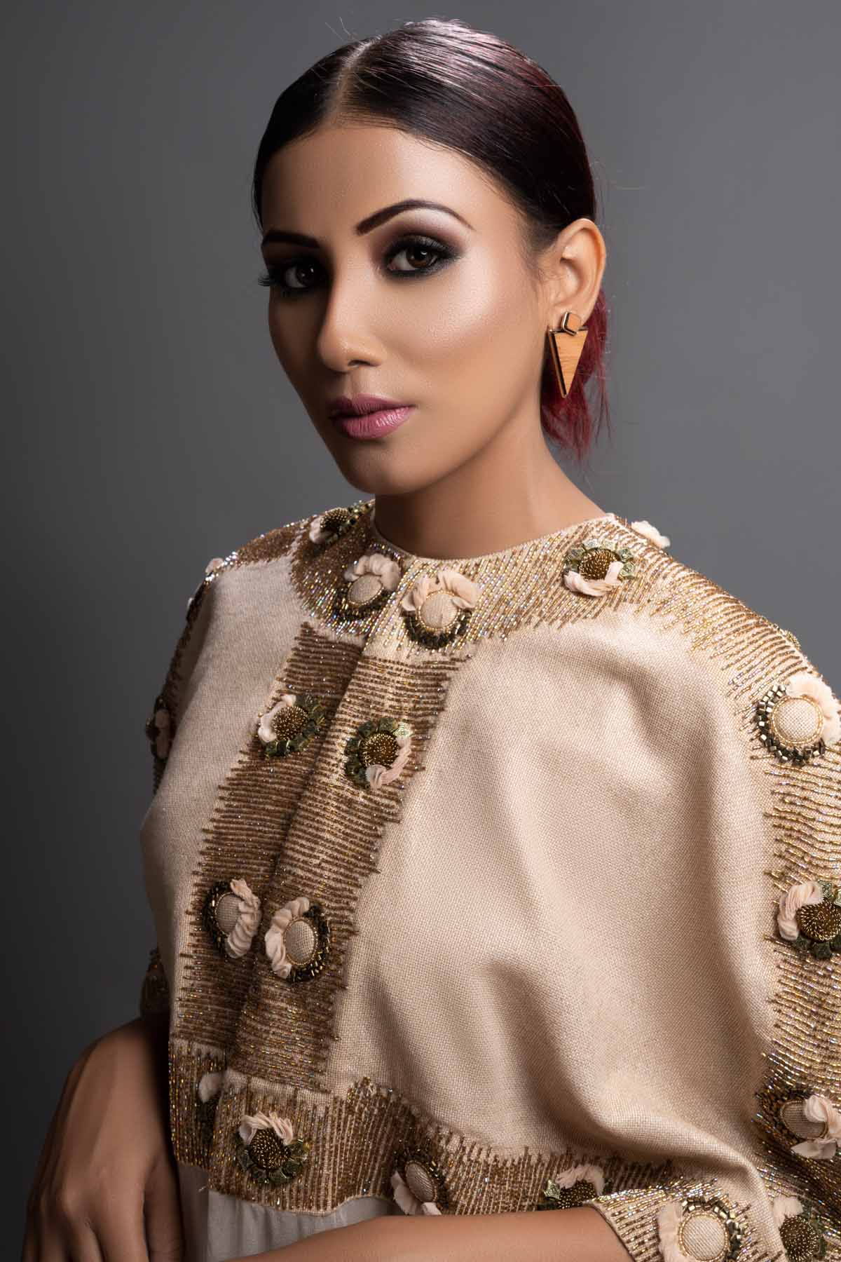 Ivory Embroidered Cape & Palazzo Set