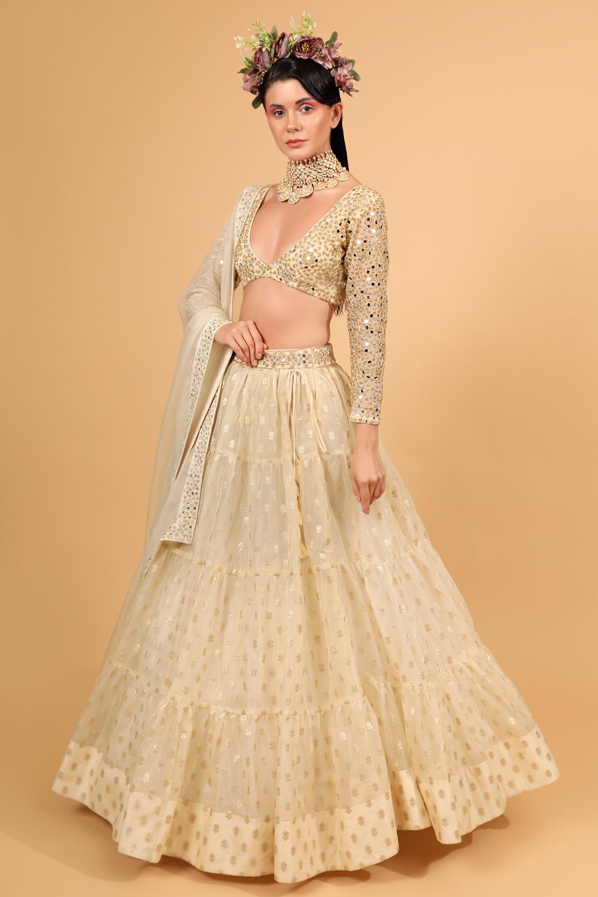 Ivory Embroidered Lehenga Set