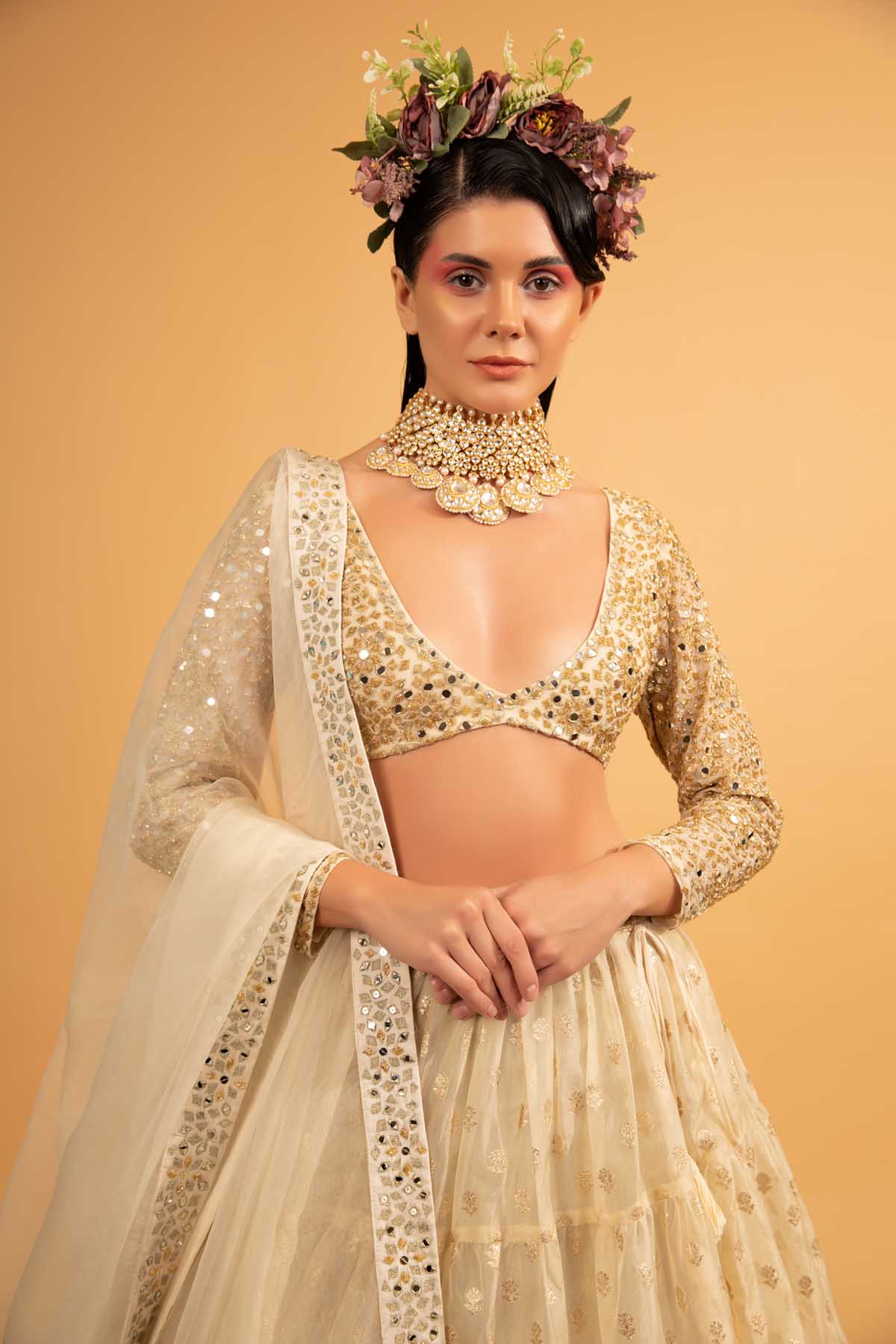 Ivory Embroidered Lehenga Set