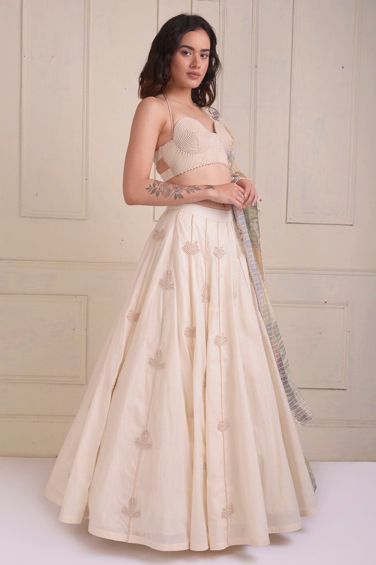 Ivory organic Cotton Lehenga Set