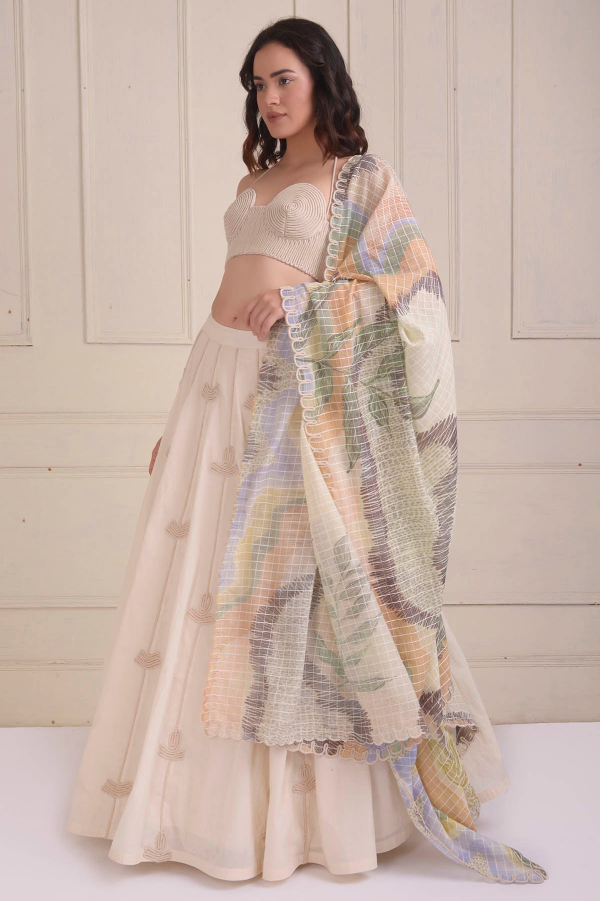 Ivory organic Cotton Lehenga Set