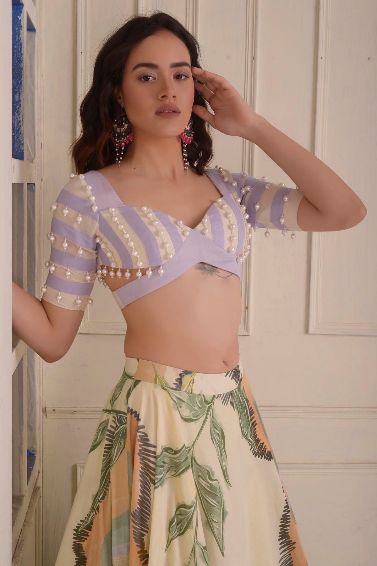 Ivory Patchwork Printed Lehenga Set