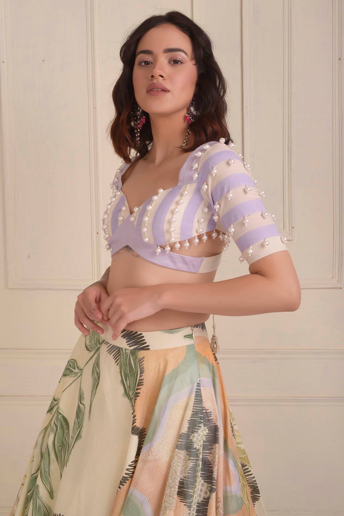 Ivory Patchwork Printed Lehenga Set