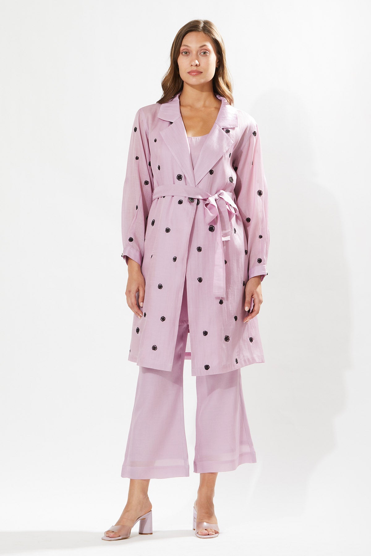 Buy Designer Meadow Lavender Floral Coat Dress for Women at ScrollnShops