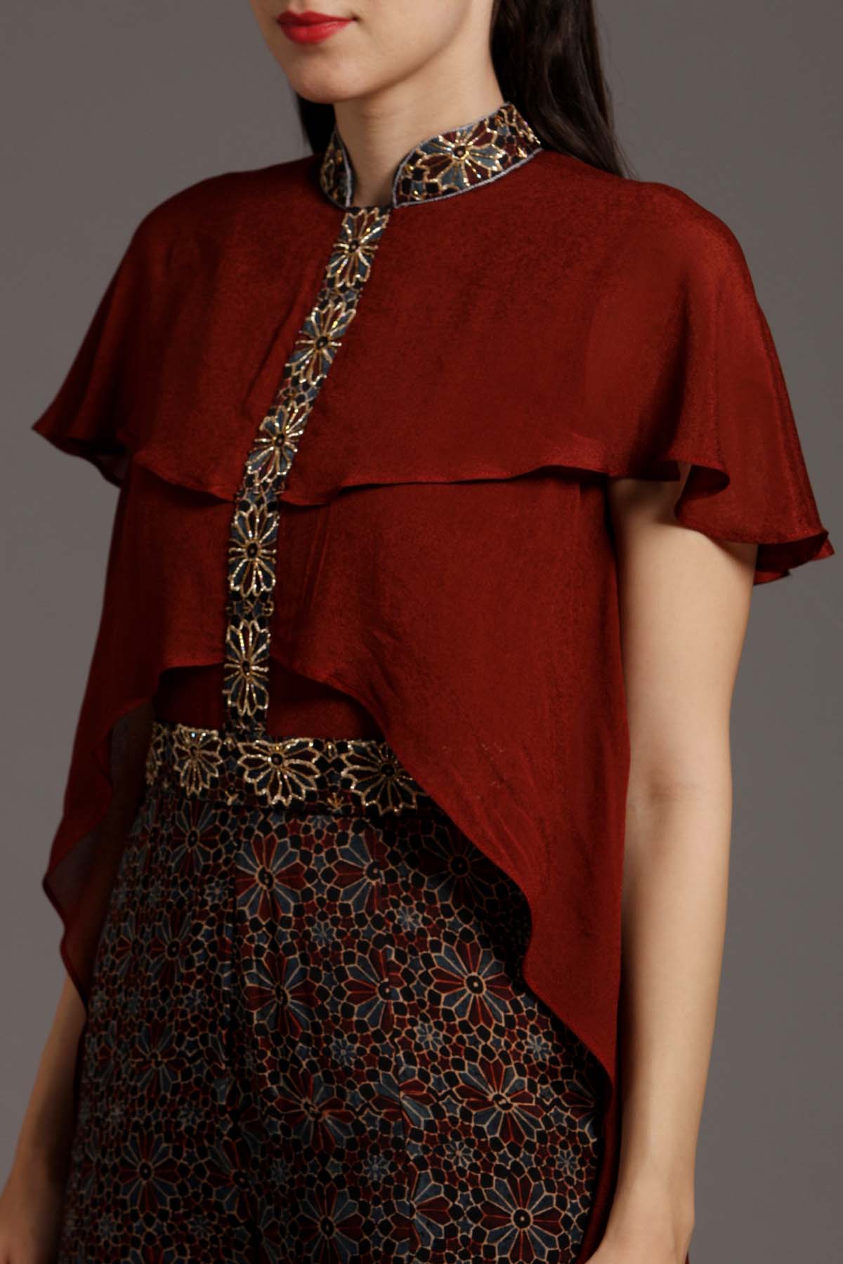 Layered Yoke Pattern Jumpsuit