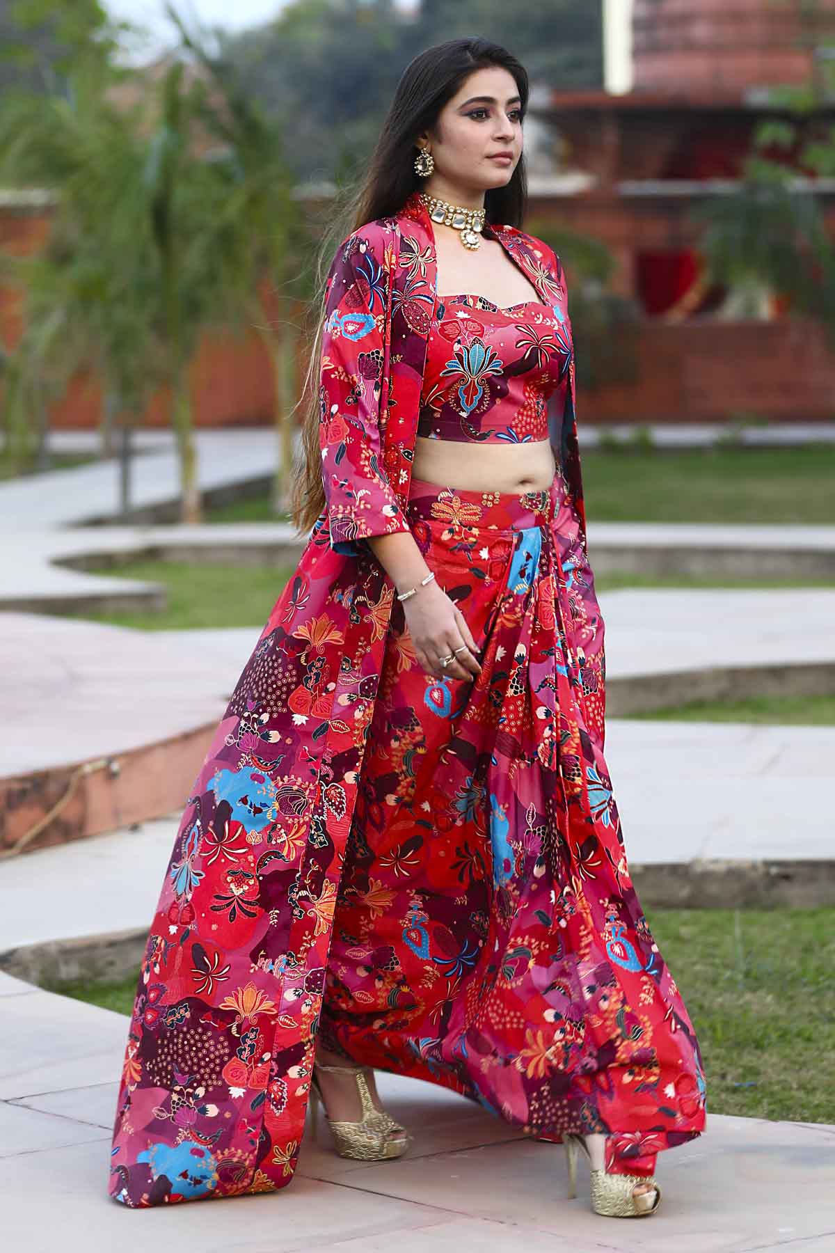 Madhubani Embroidered Cape Set