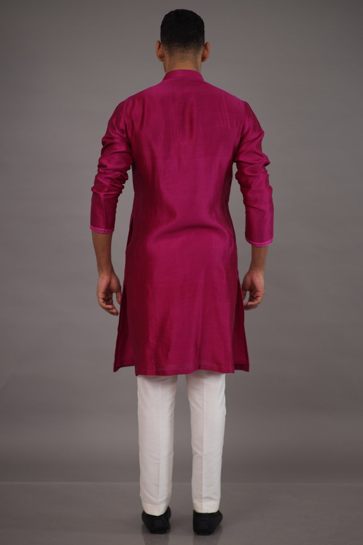 Magenta Chanderi Silk Kurta Set