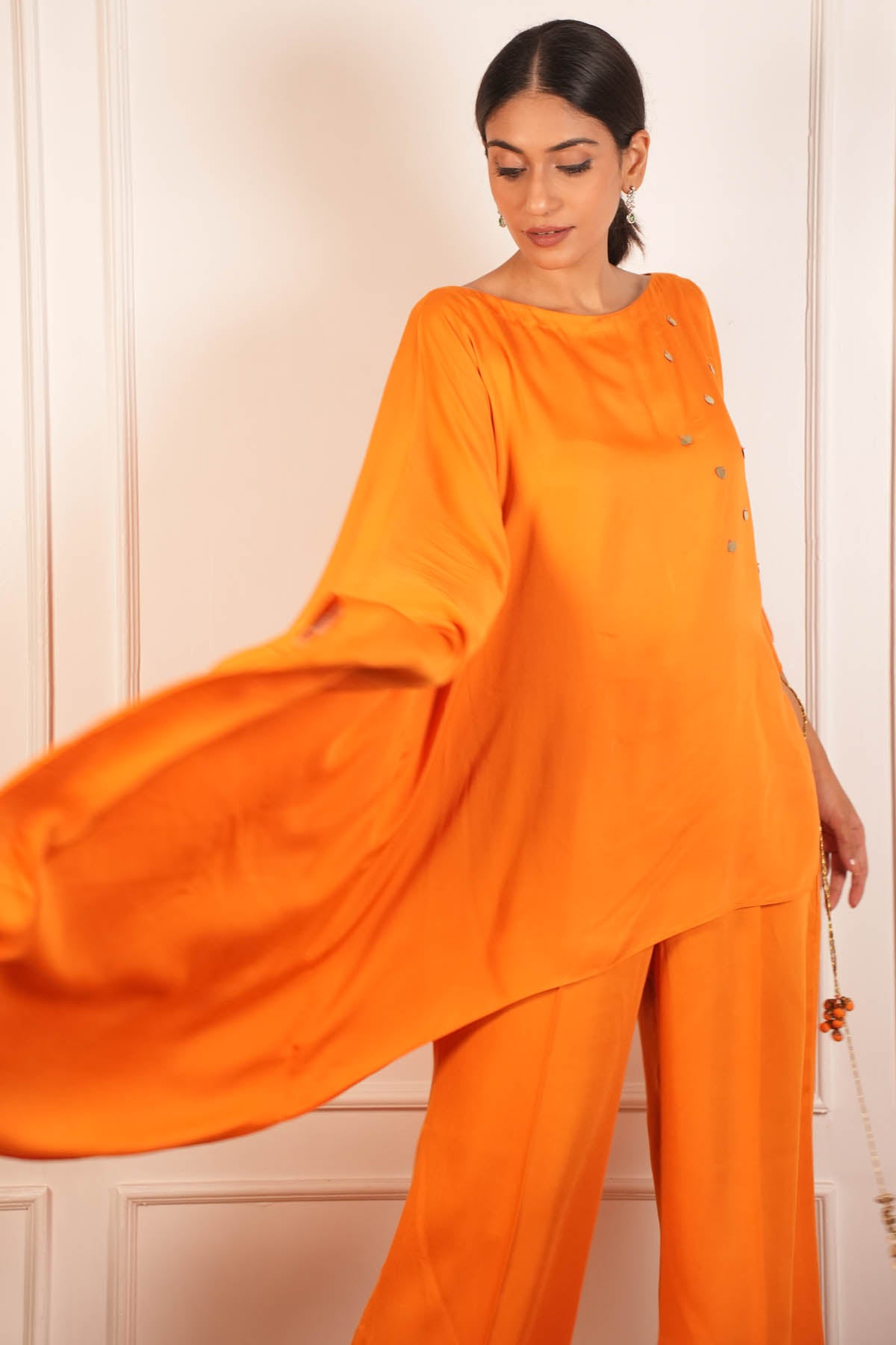 Malai Satin Draped Co-ord Set