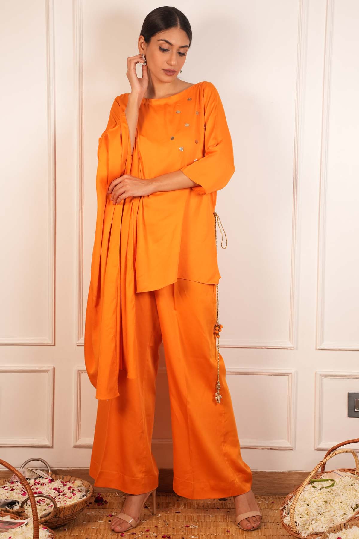 Malai Satin Draped Co-ord Set