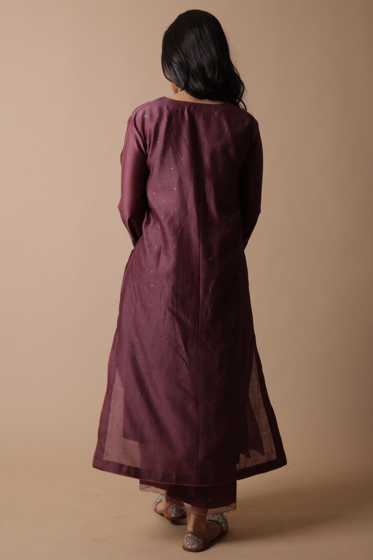 Mauve Chanderi Silk Kurta Set