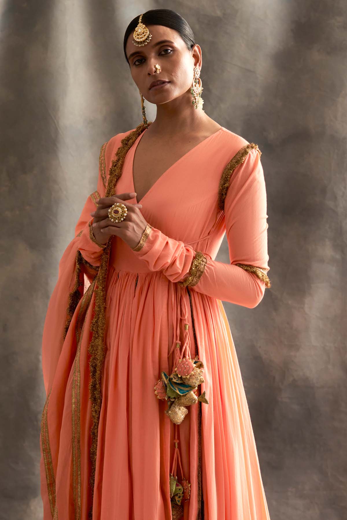 Metallic Lampi Godet Angrakha Set