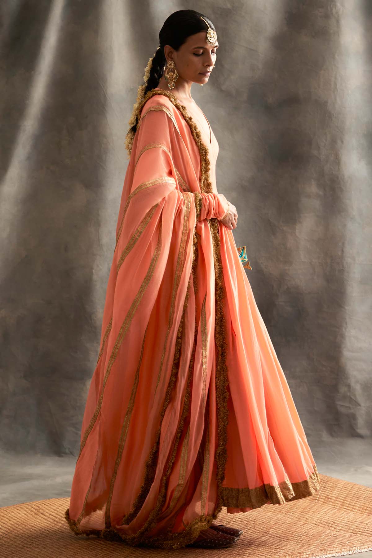 Metallic Lampi Godet Angrakha Set