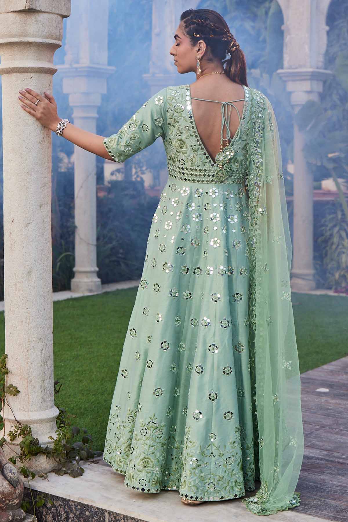 Mirror Embroidered Anarkali Set