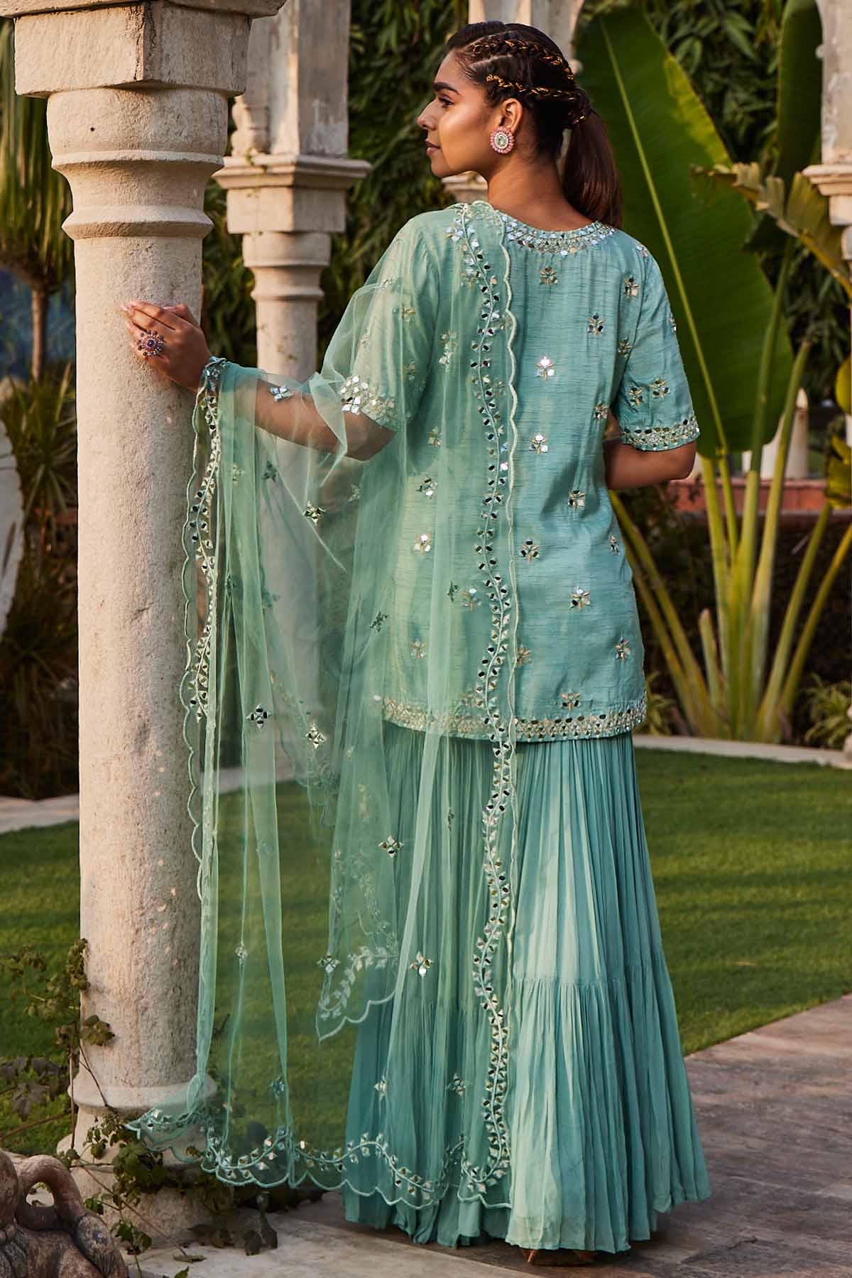 Mirror Embroidered Sharara Set