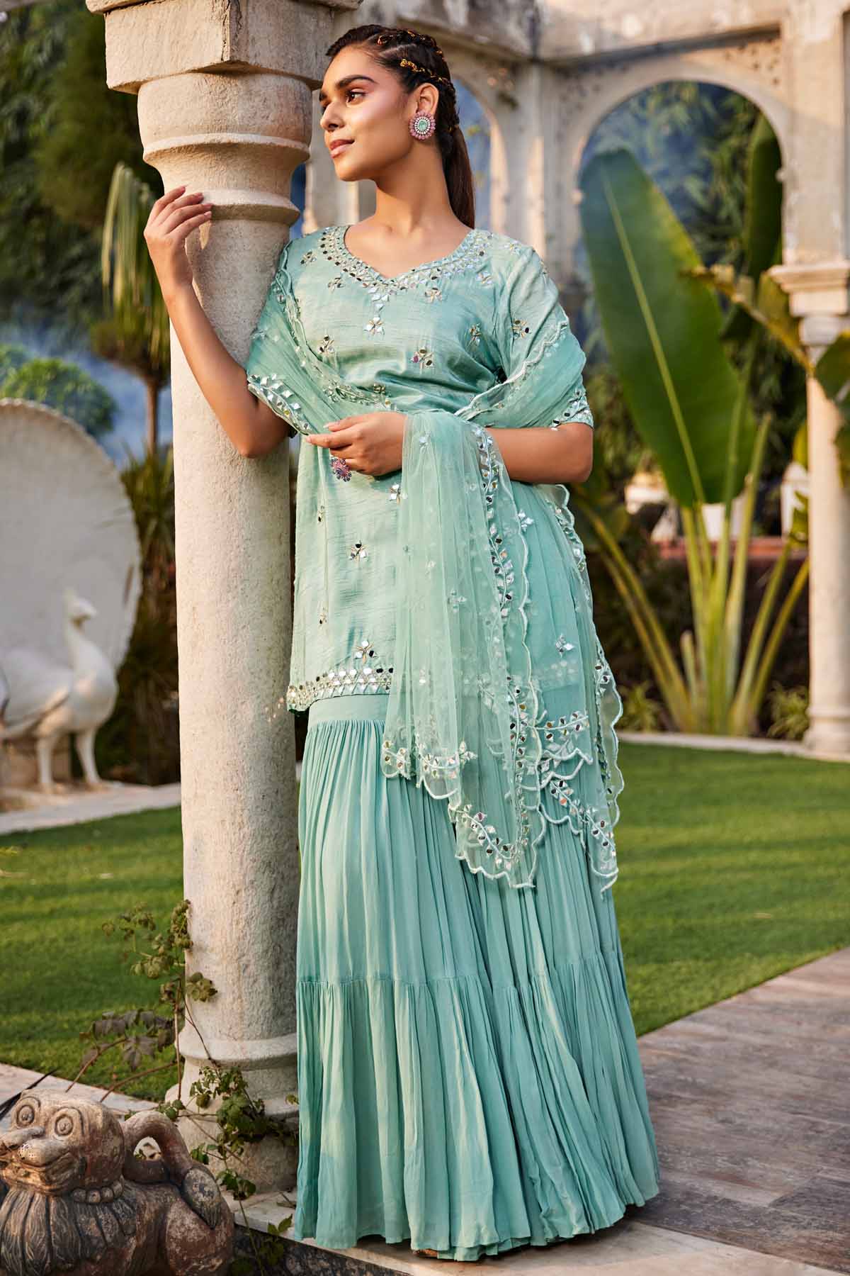 Mirror Embroidered Sharara Set