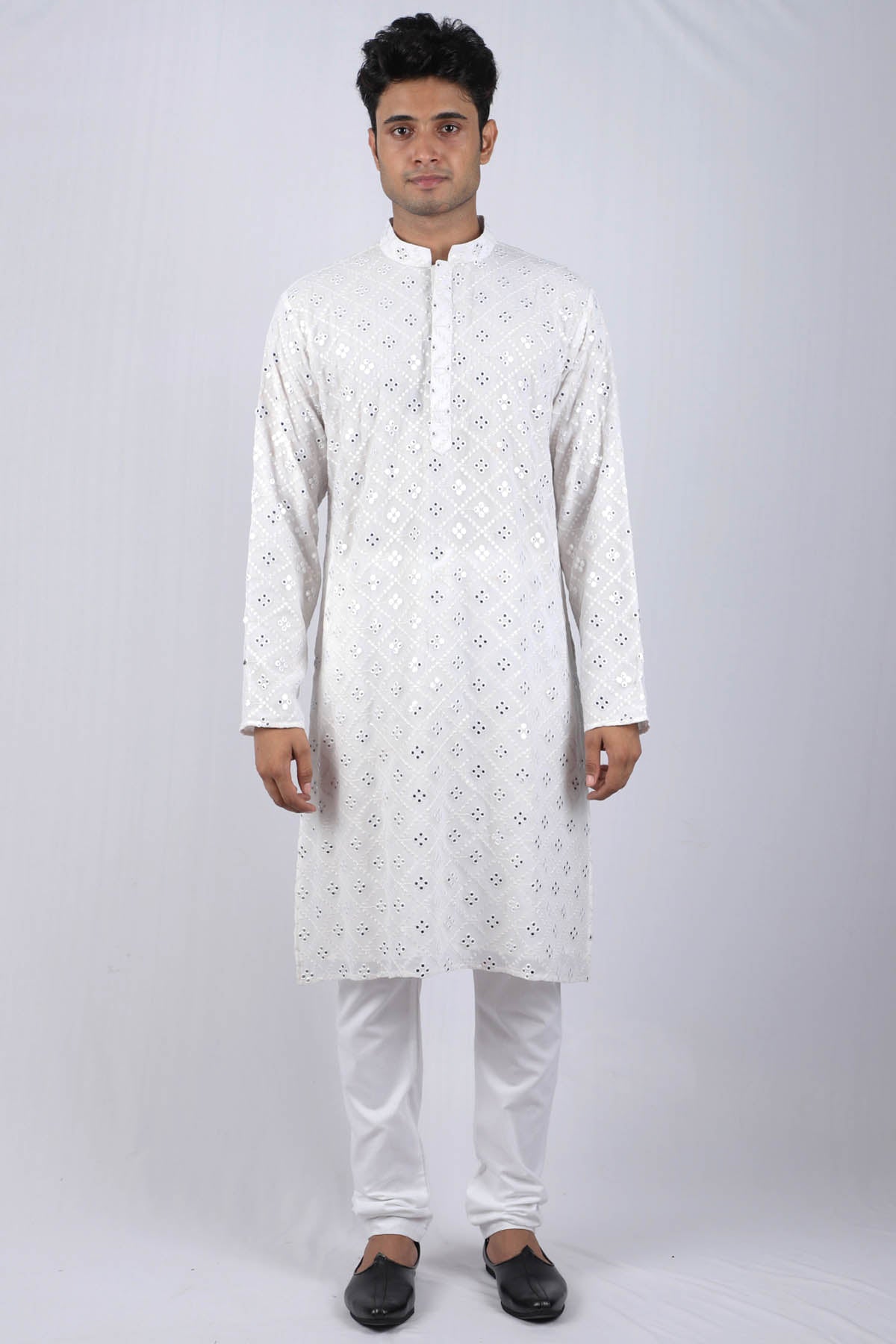 Buy Mirror Embellished Kurta Set For Men Available online at ScrollnShops