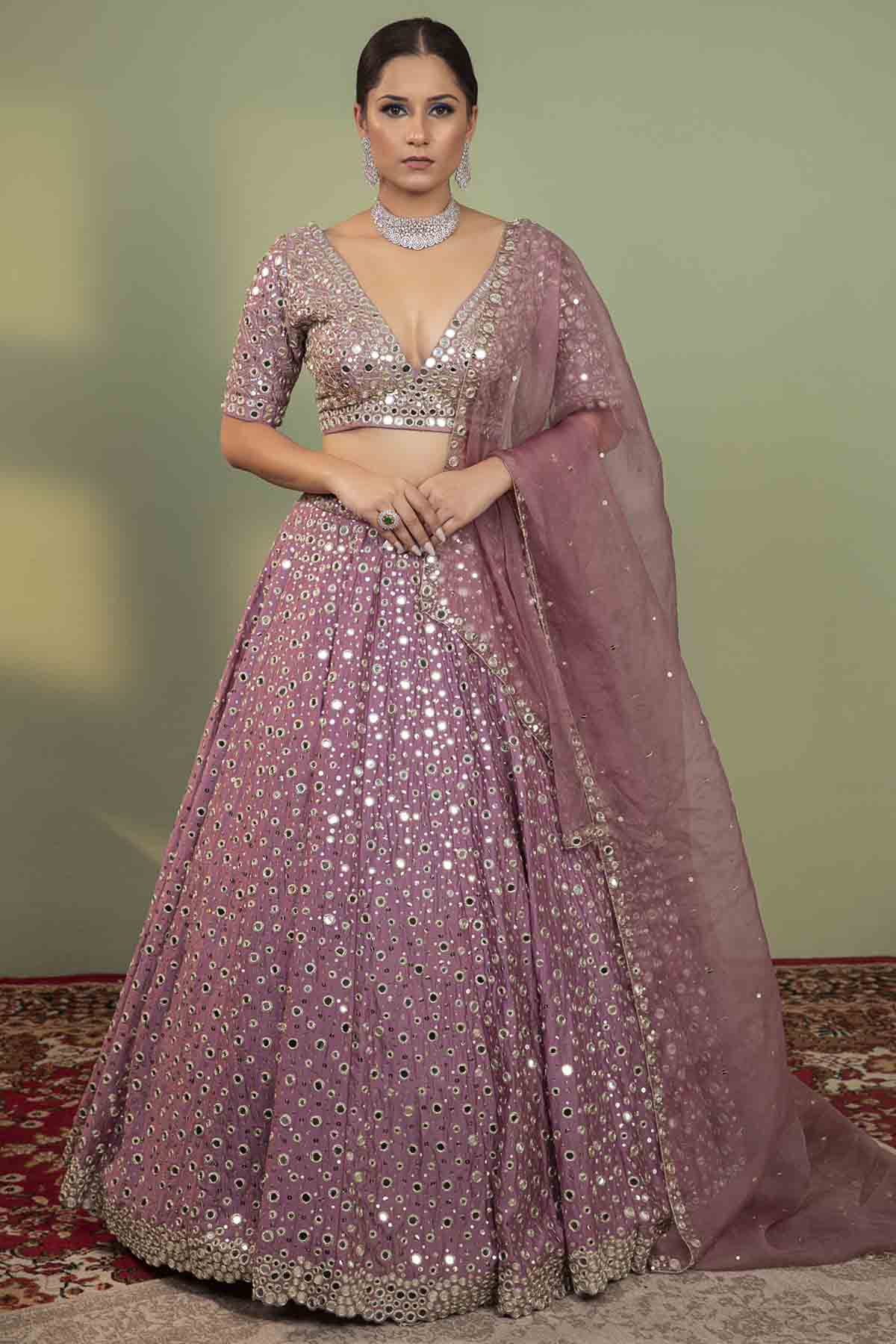 Designer Neha Khullar Mirror Embroidered Lehenga Set for Women Online