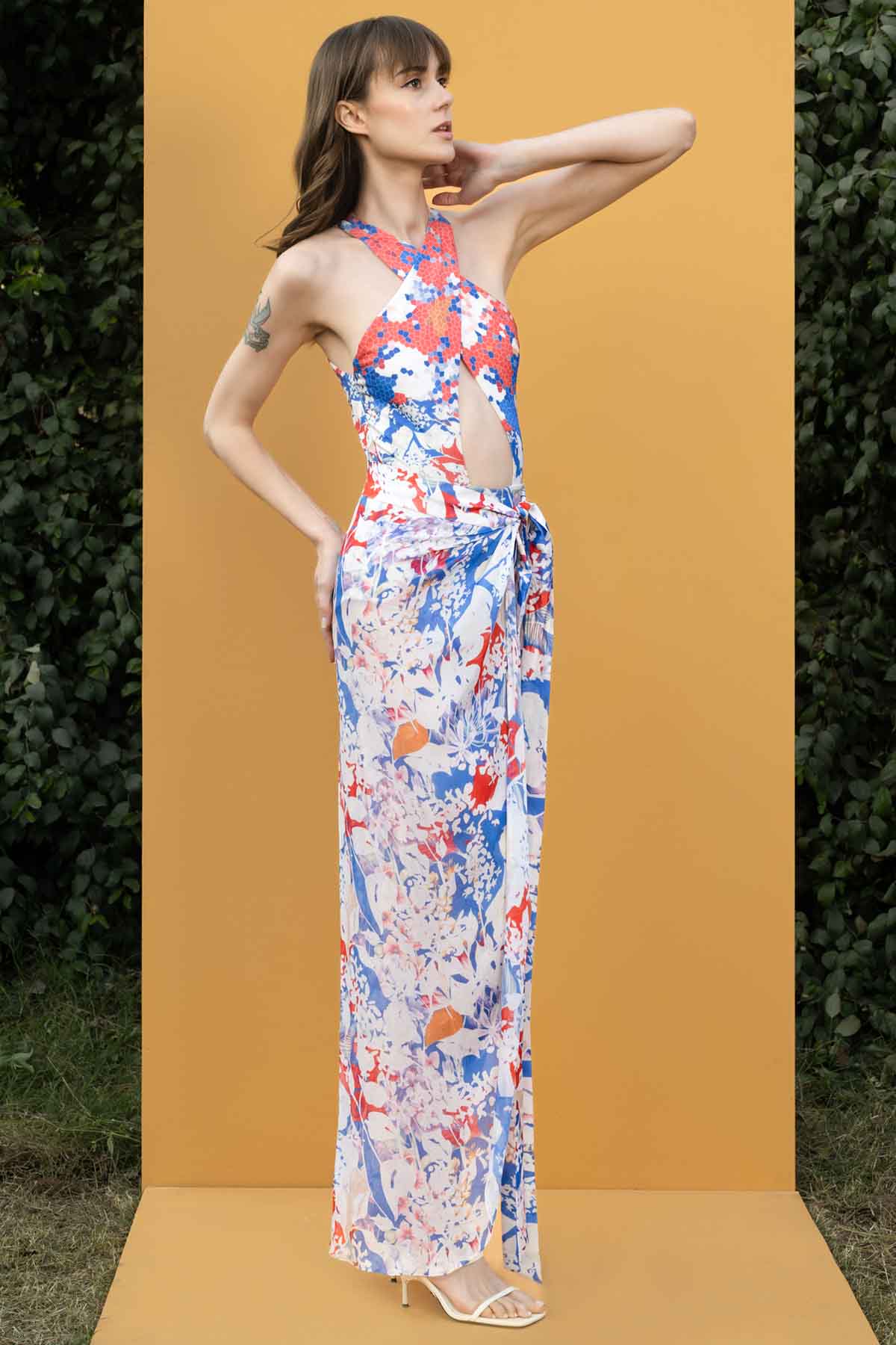 Mist Printed Chiffon Bodysuit