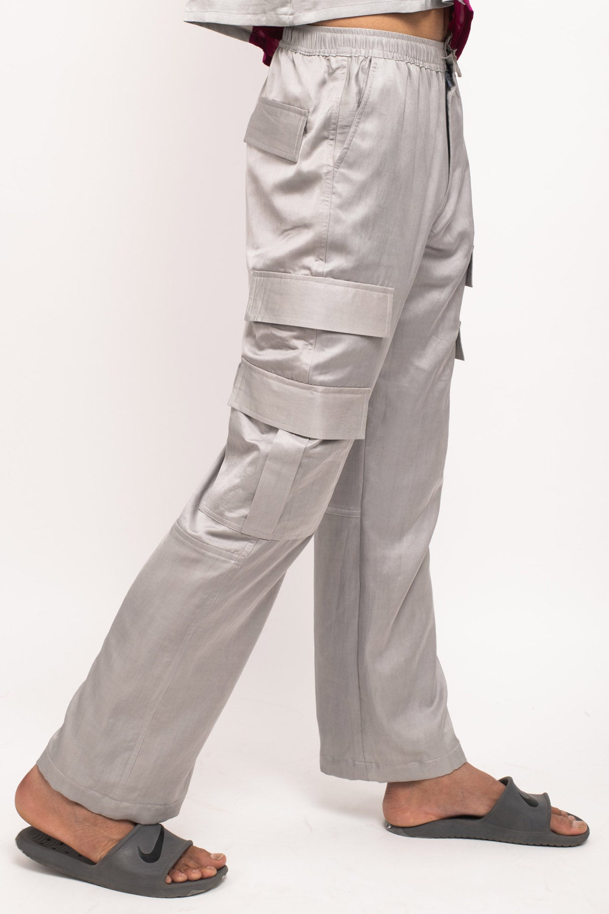 Buy Designer Multi Pockets Grey Cargo Pants for MenOnline