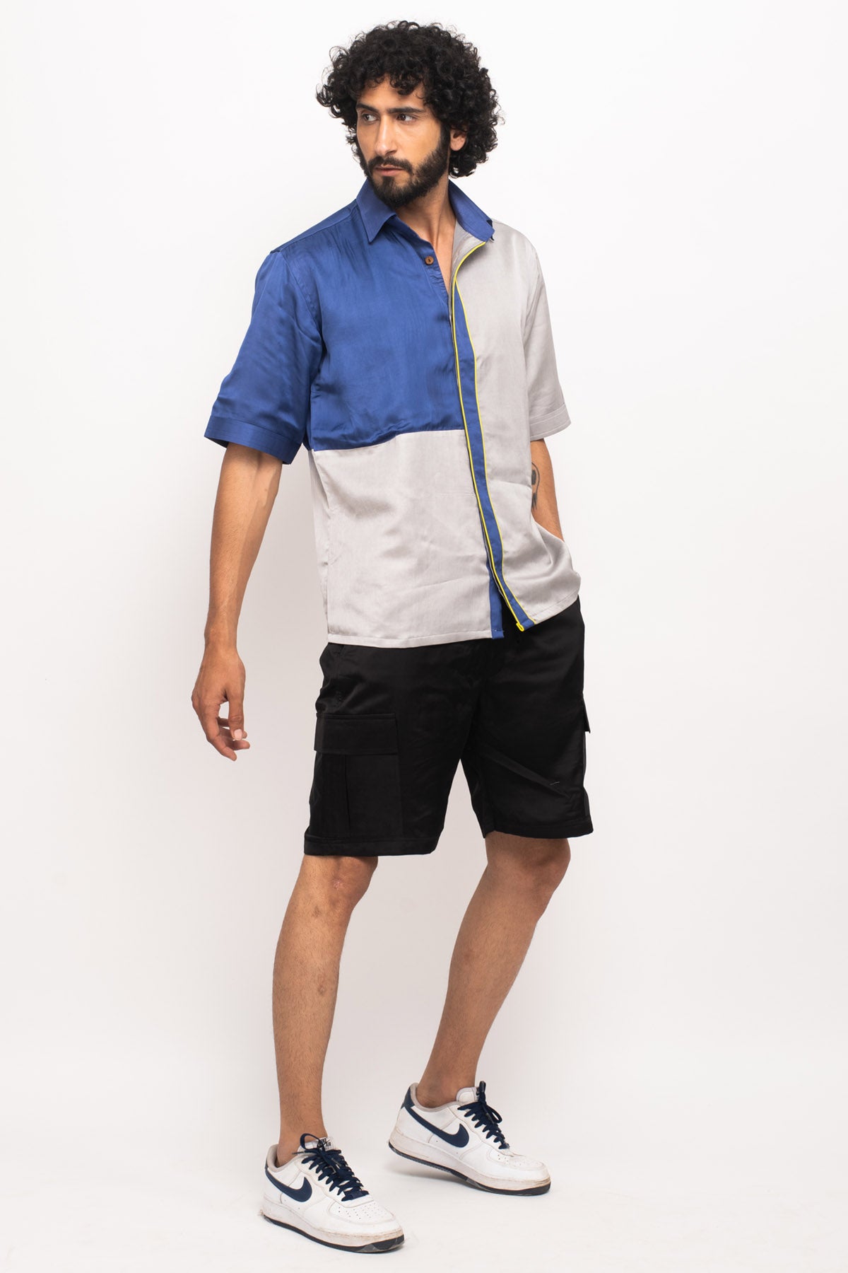 Neon Piping Color Blocked Shirt