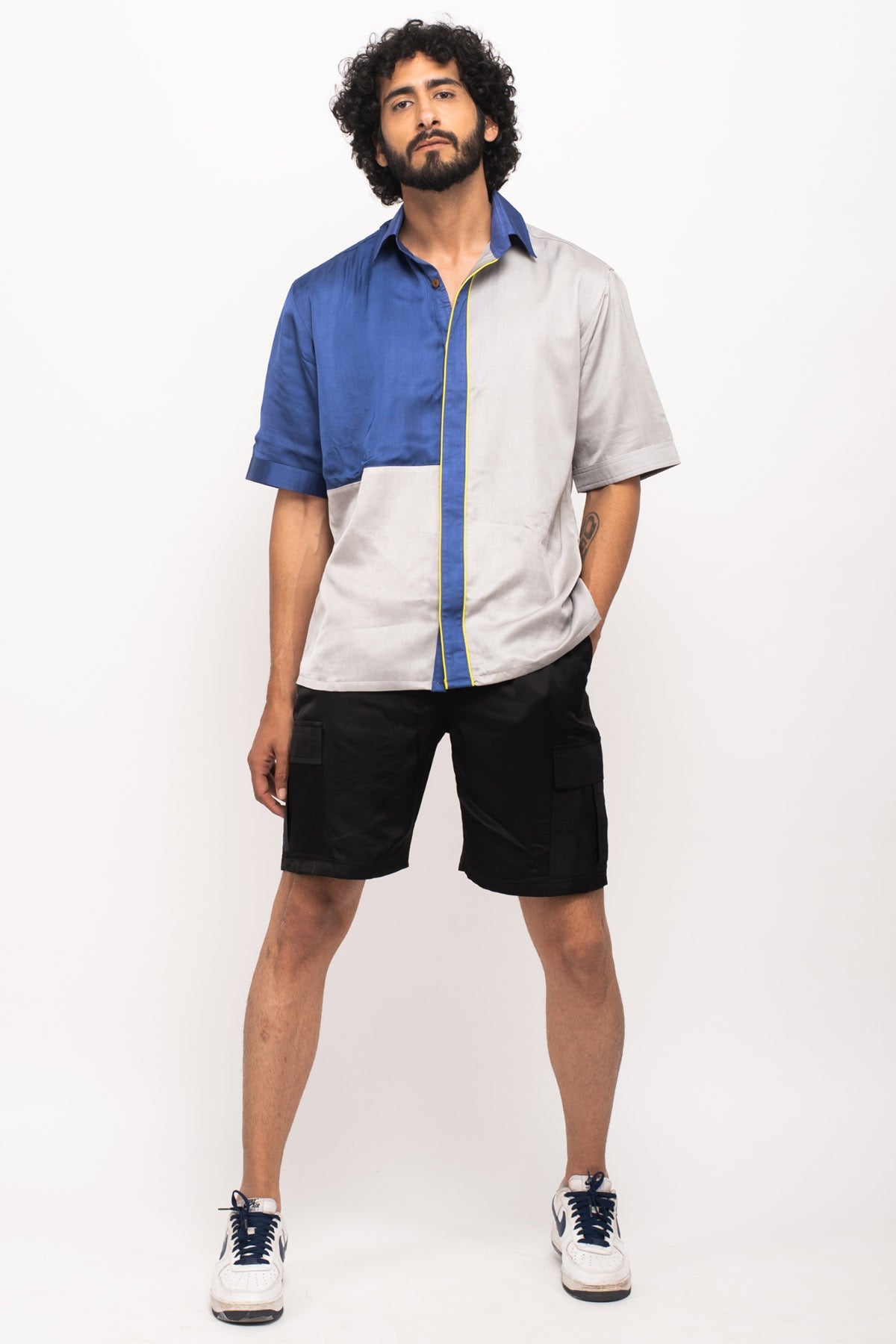 Buy Neora by Nehal ChopraNeon Piping Color Blocked Shirt for Men Online