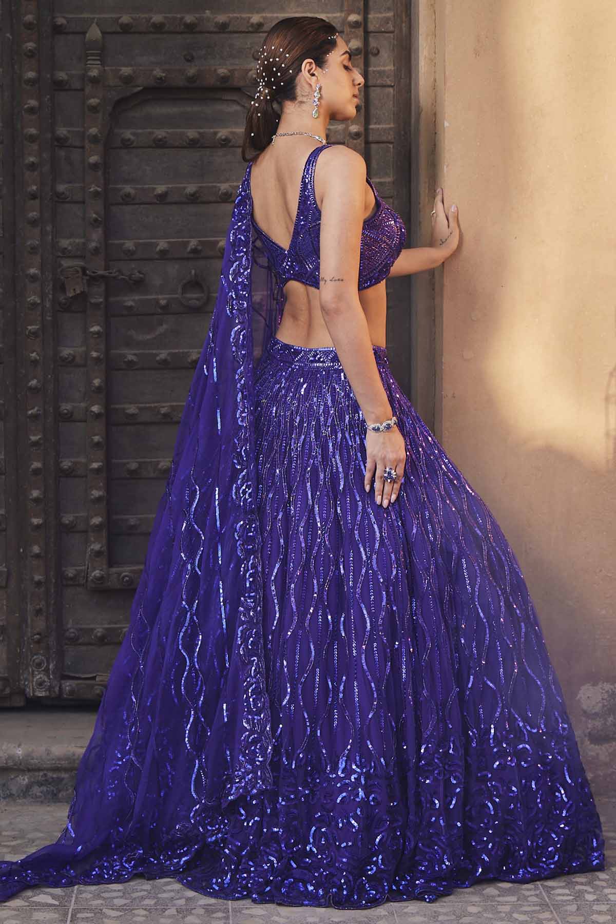 Net Embroidered Lehenga Set