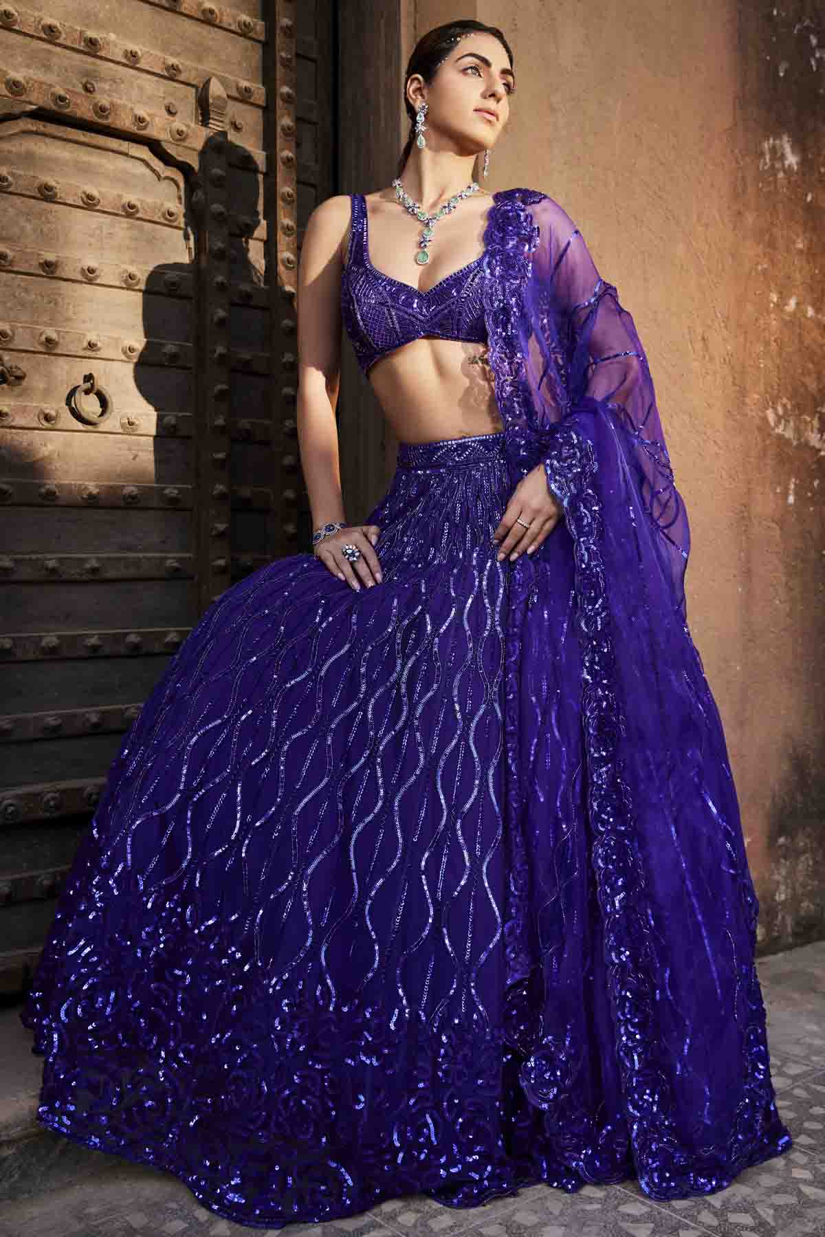 Net Embroidered Lehenga Set