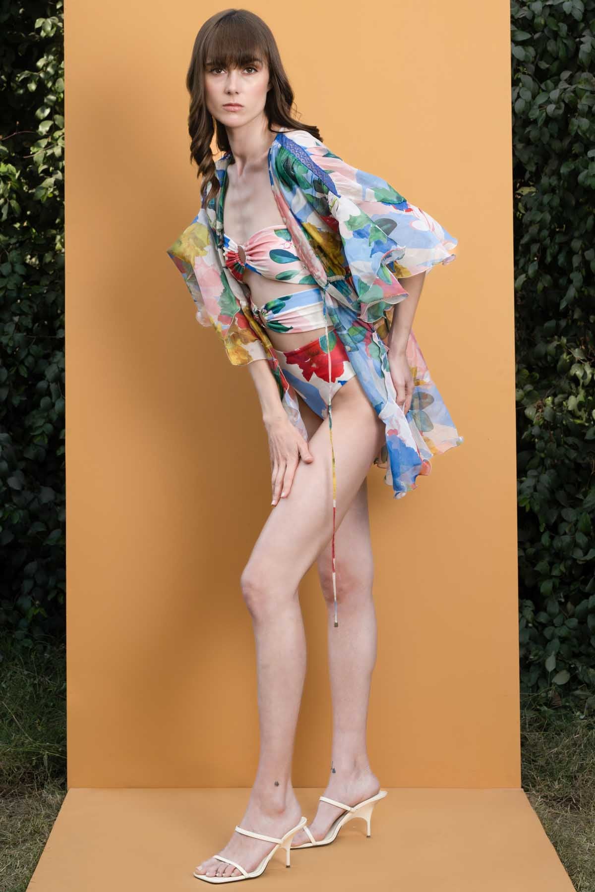 Off Shoulder Hibiscus Printed Bodysuit