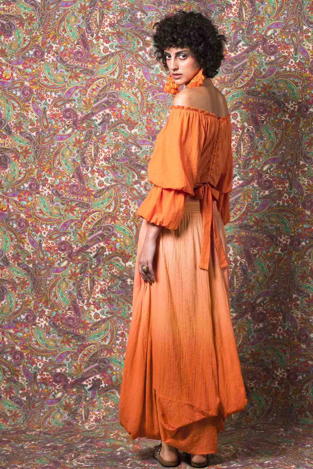 Ombre Dyed Cotton Skirt