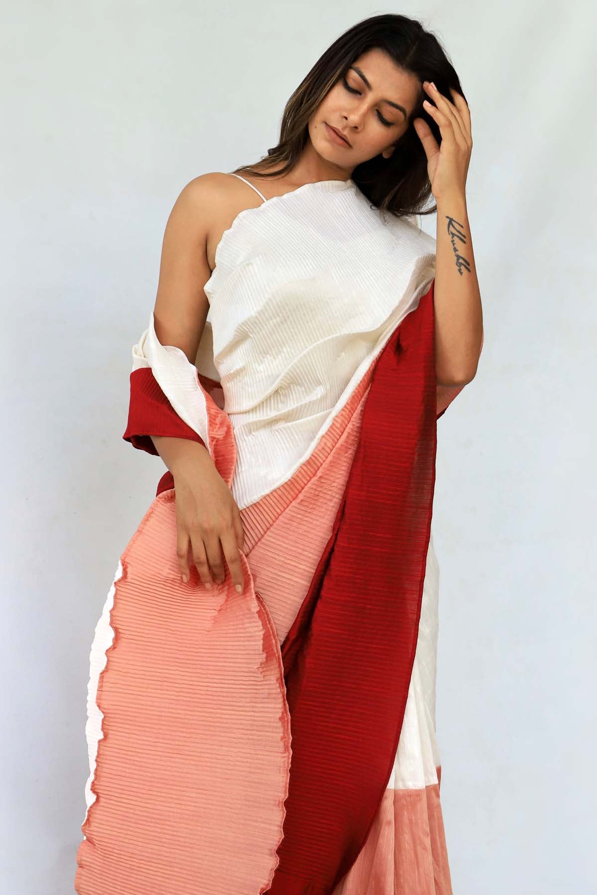 Ombre Rosettes Silk Drape Saree