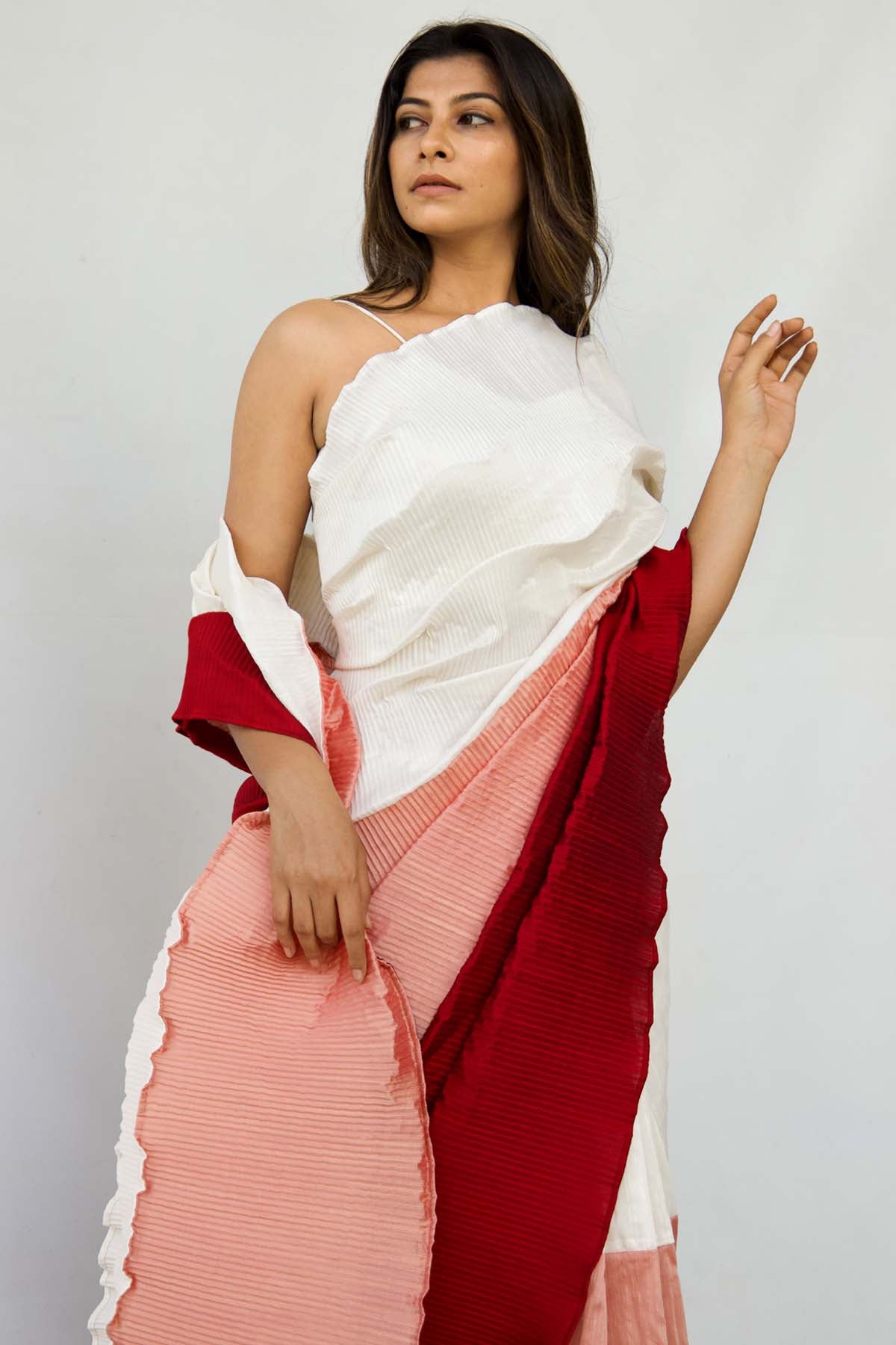Ombre Rosettes Silk Drape Saree