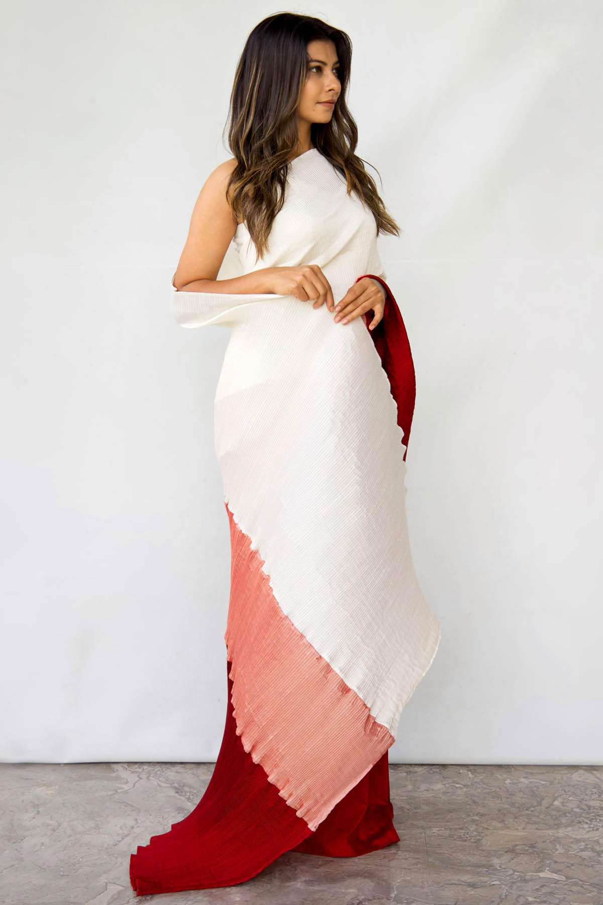Ombre Rosettes Silk Drape Saree